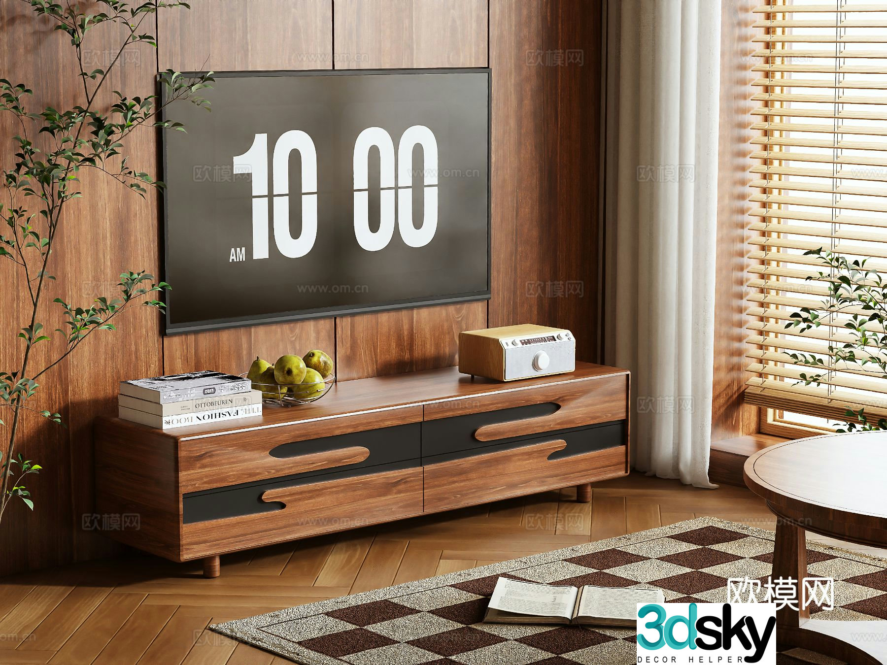 Medieval style TV cabinet 3D model