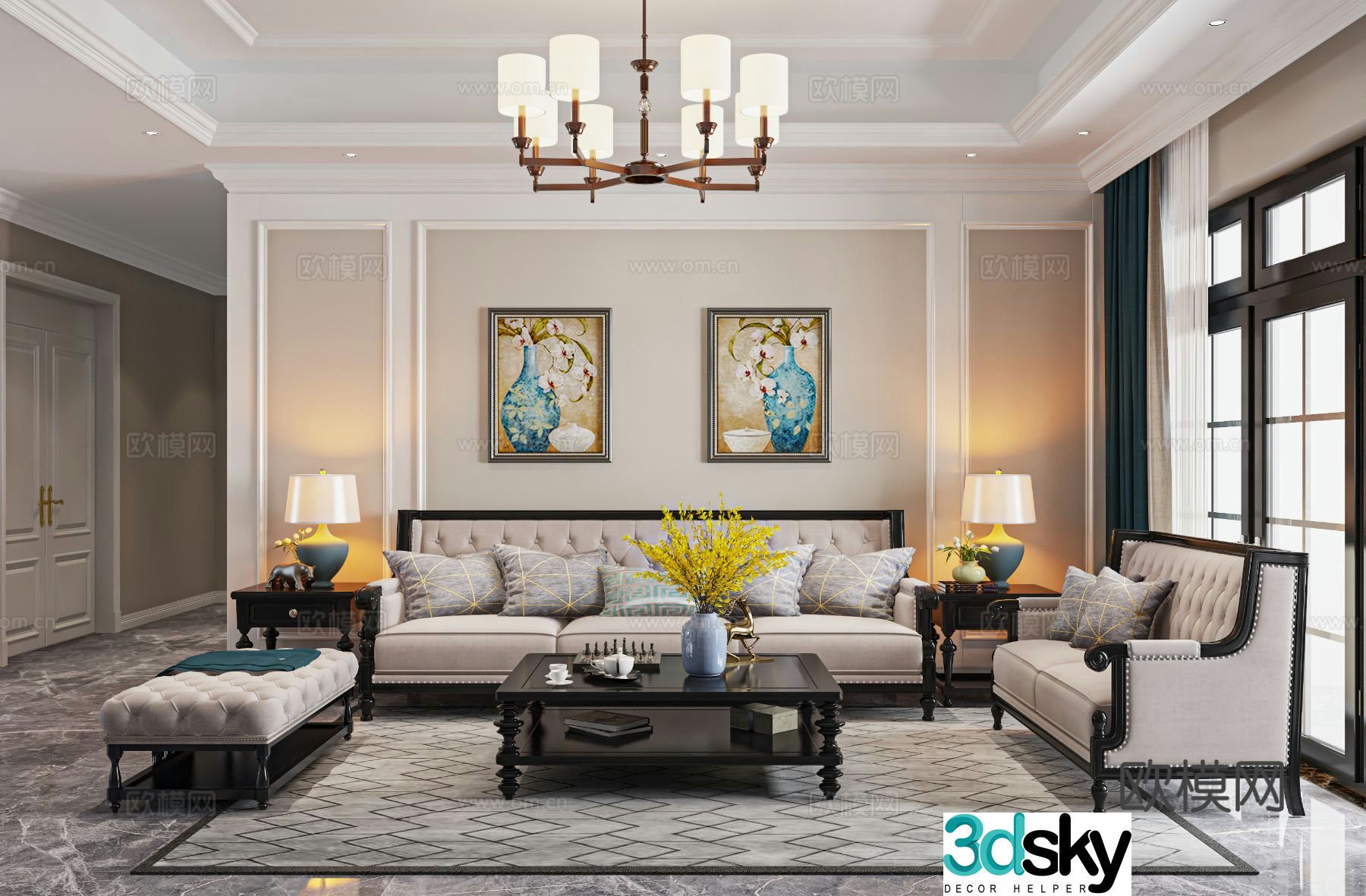 American living room 3d model