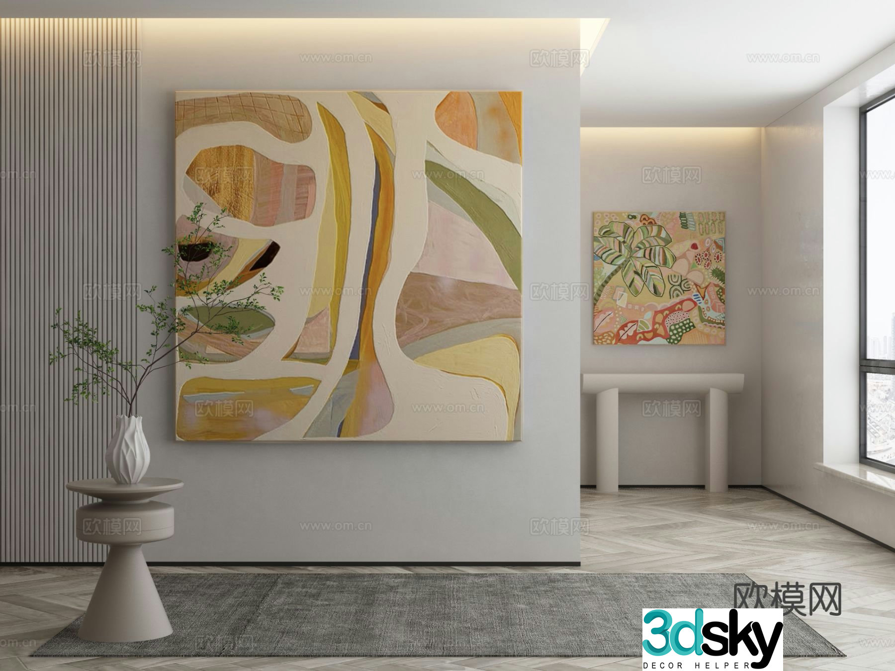 Modern decorative painting texture painting hanging painting 3d model