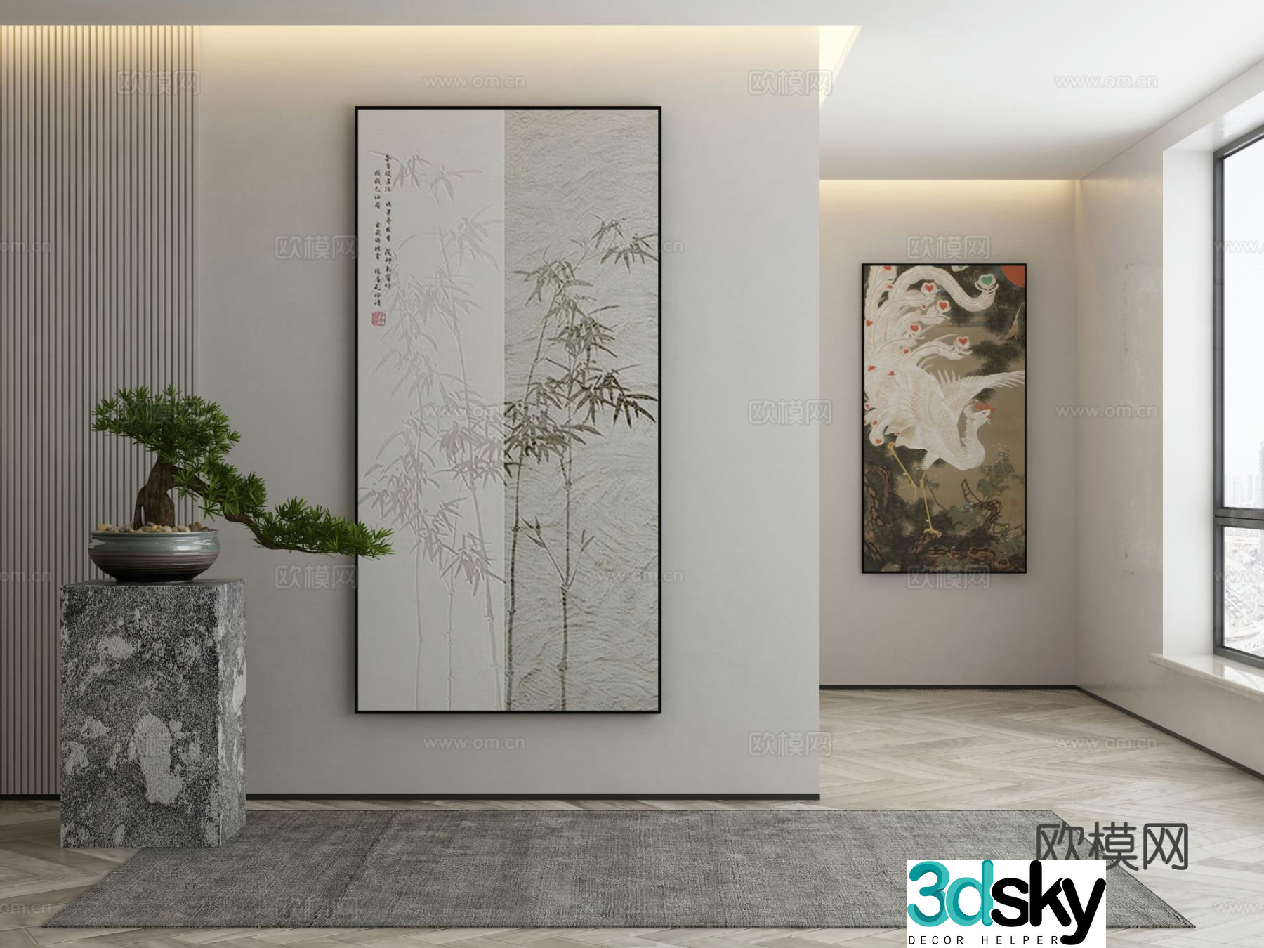 New Chinese style decorative painting bamboo painting 3d model