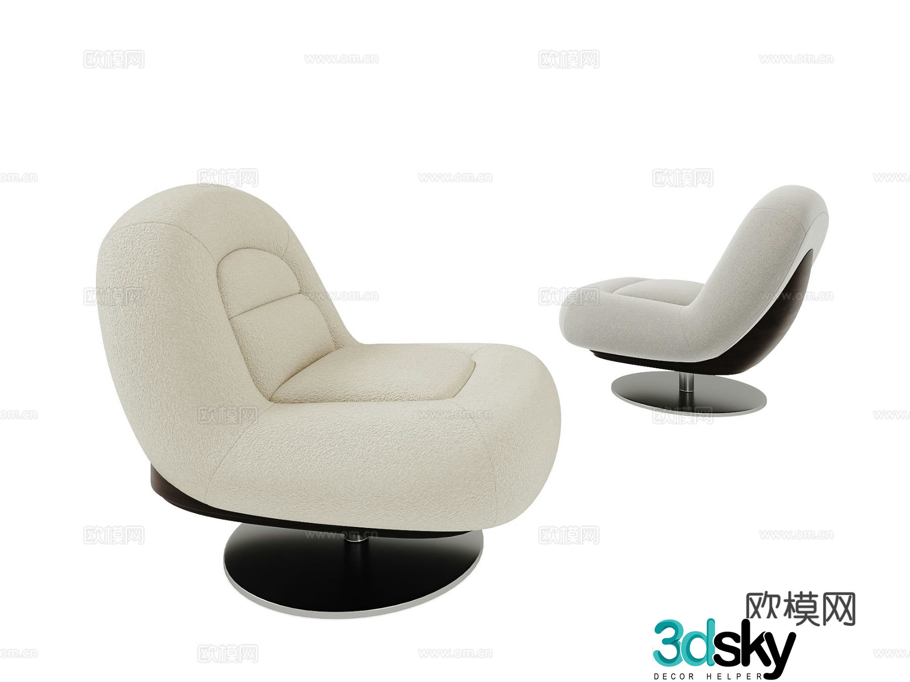 Italian style chair leisure chair 3d model