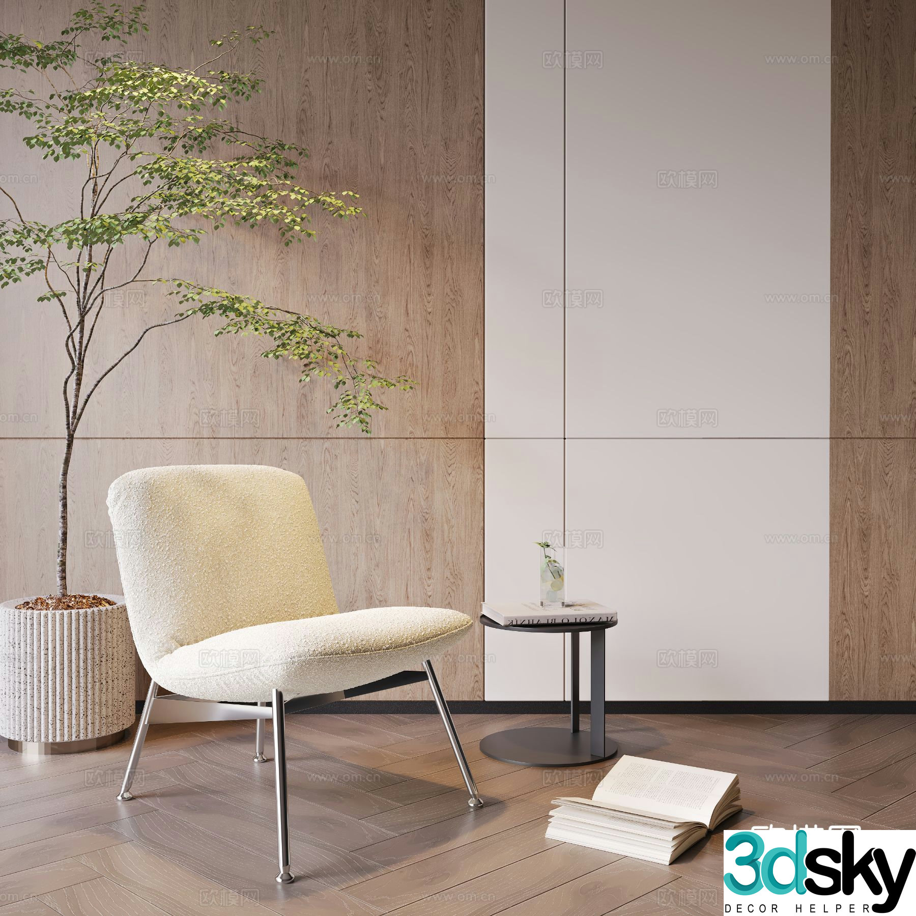 Cream style chair leisure chair 3d model