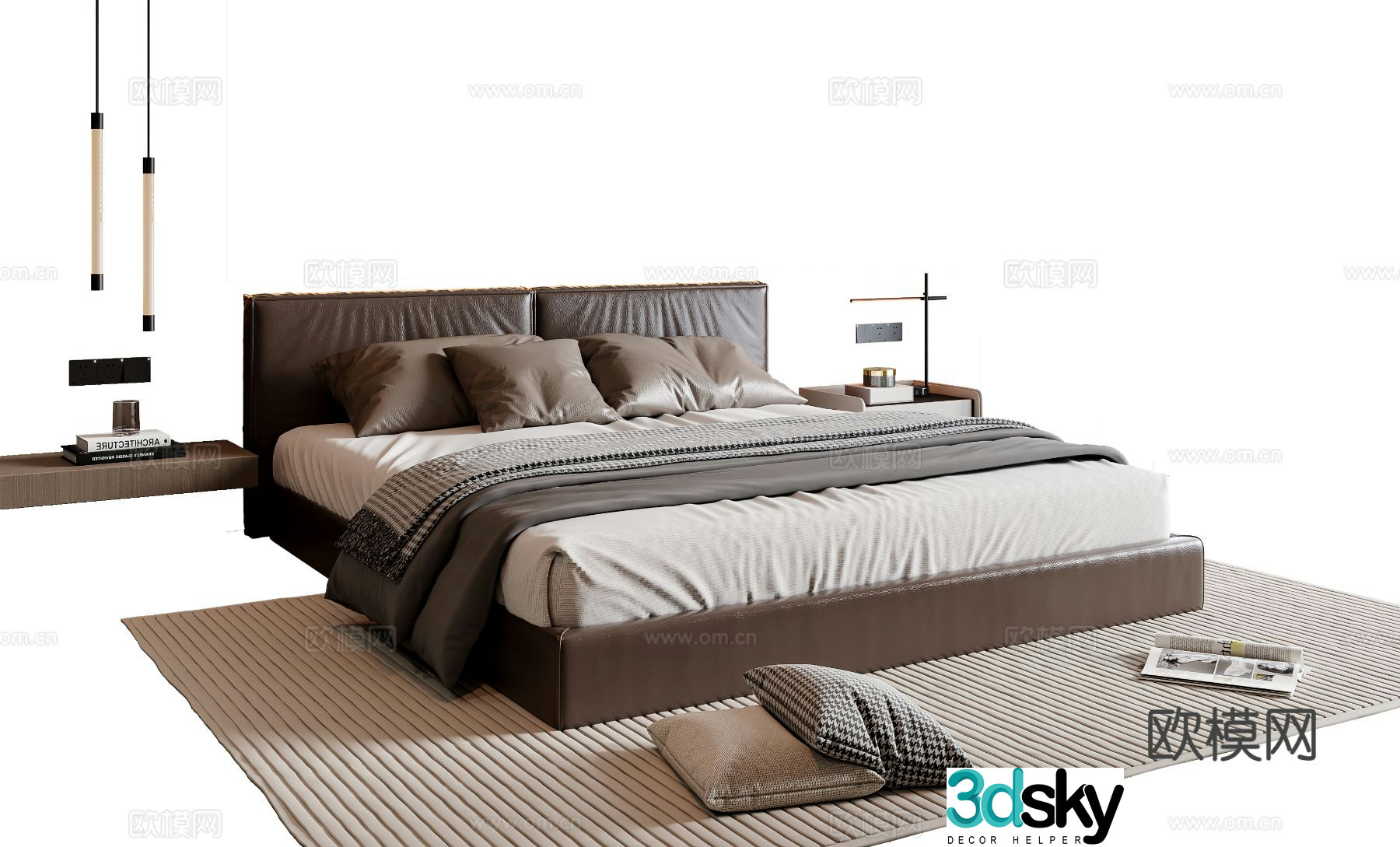Italian double bed 3d model