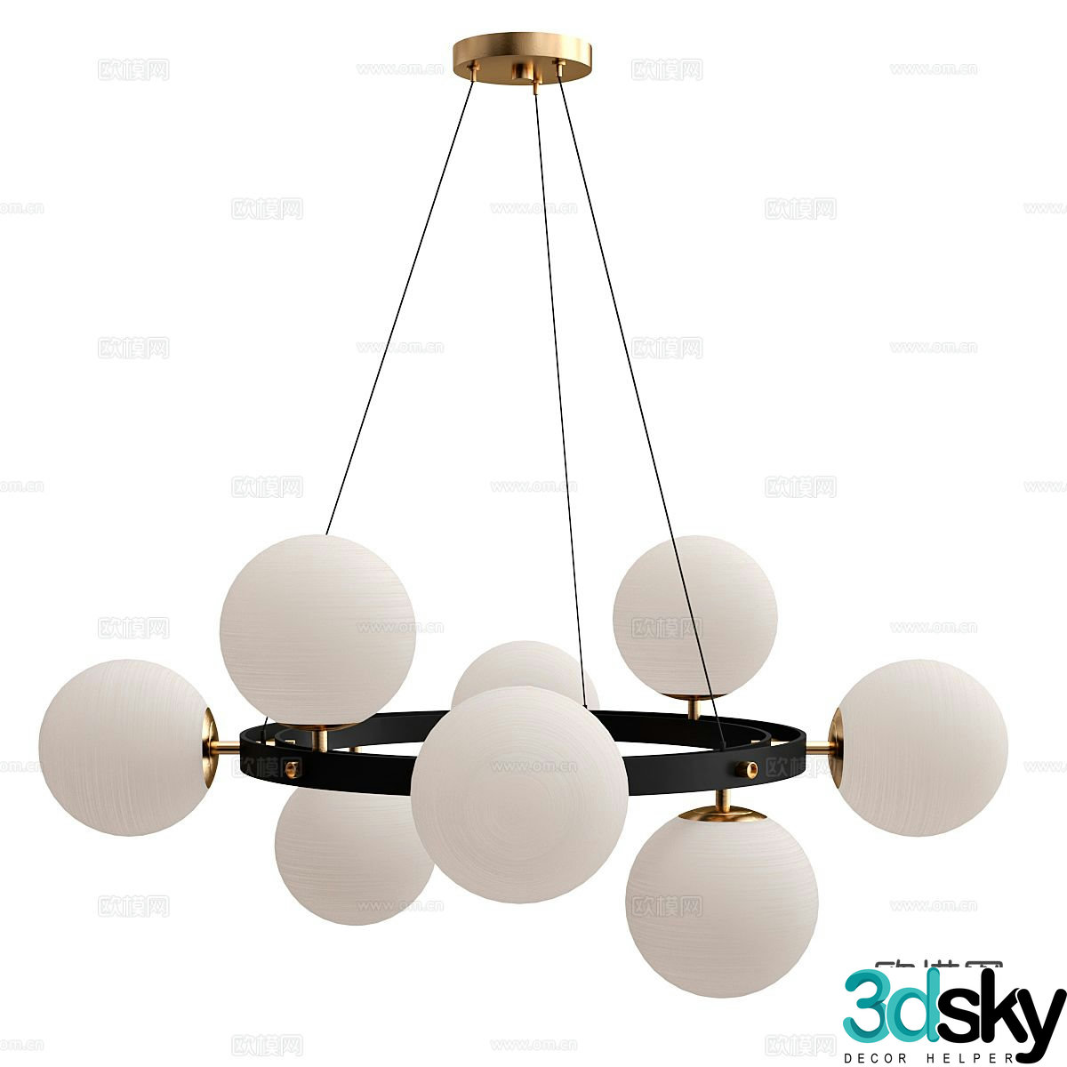 Cream style chandelier spherical chandelier 3d model