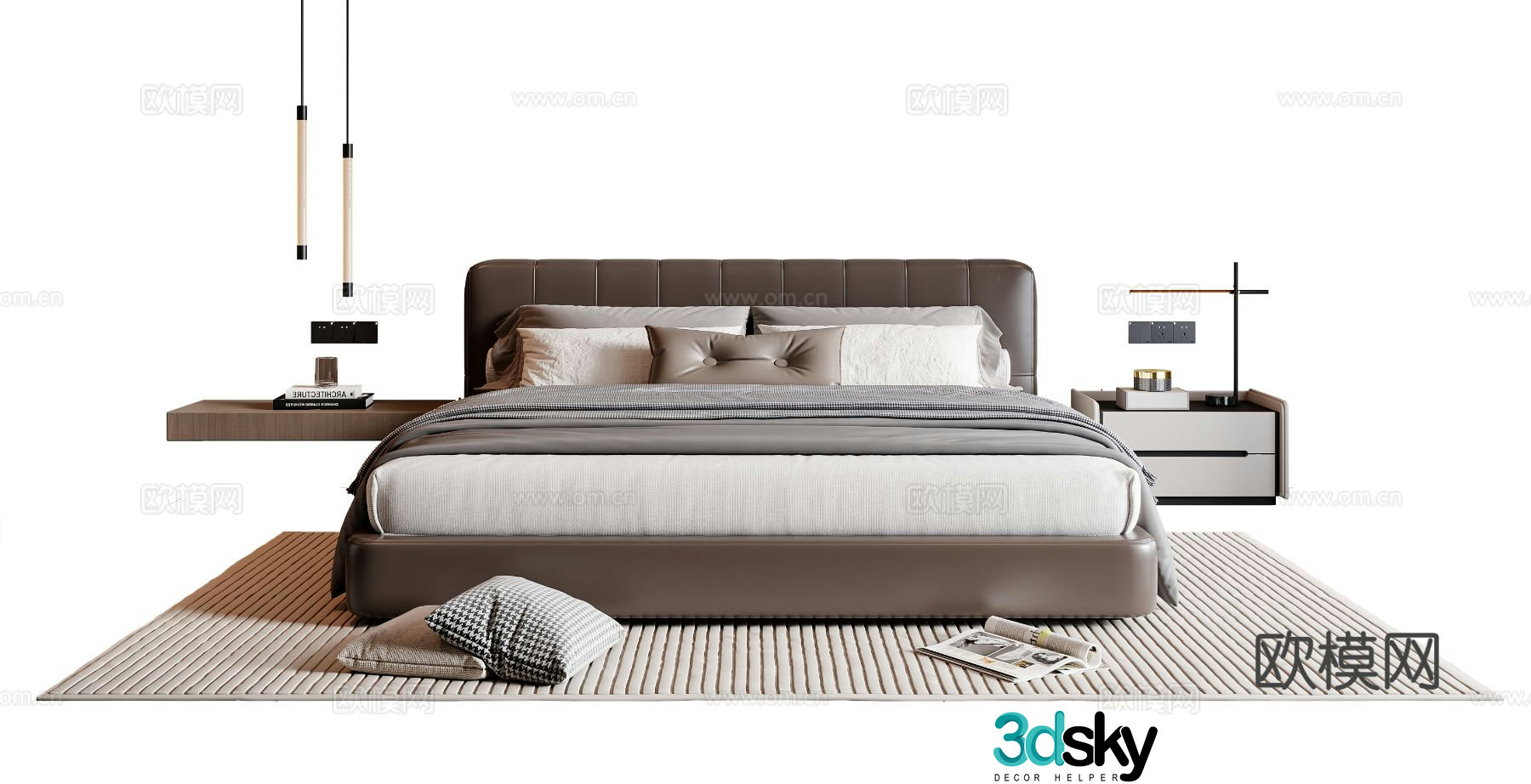 Italian double bed 3d model