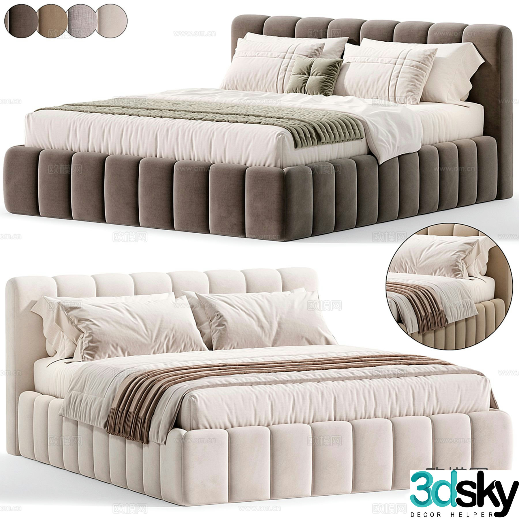 Cazarina Tacoma Italian double bed 3d model