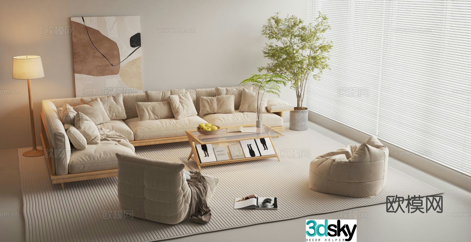 Cream style sofa modular sofa corner sofa 3d model