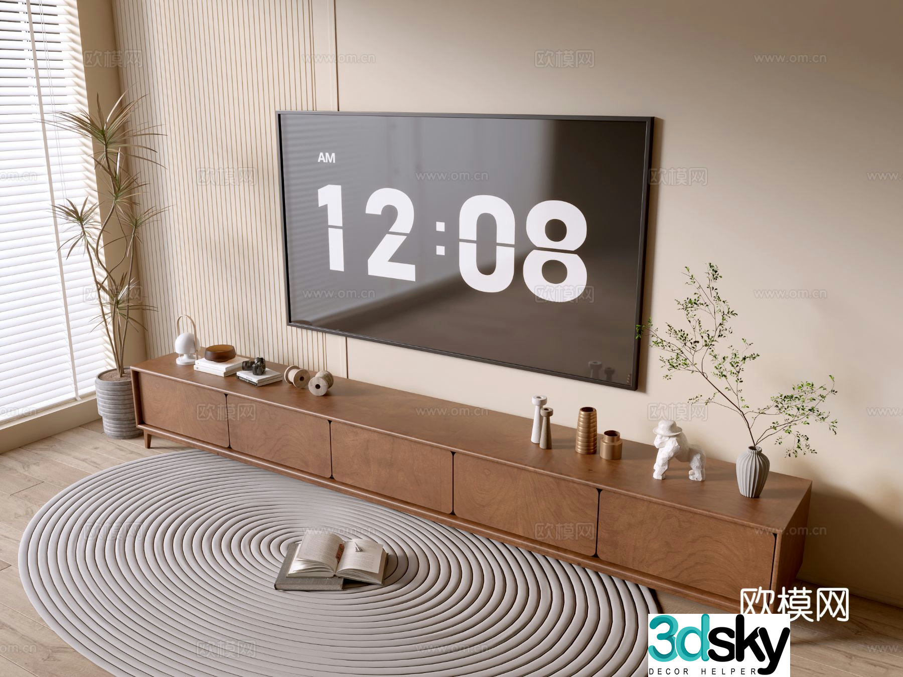 Log style TV cabinet 3D model
