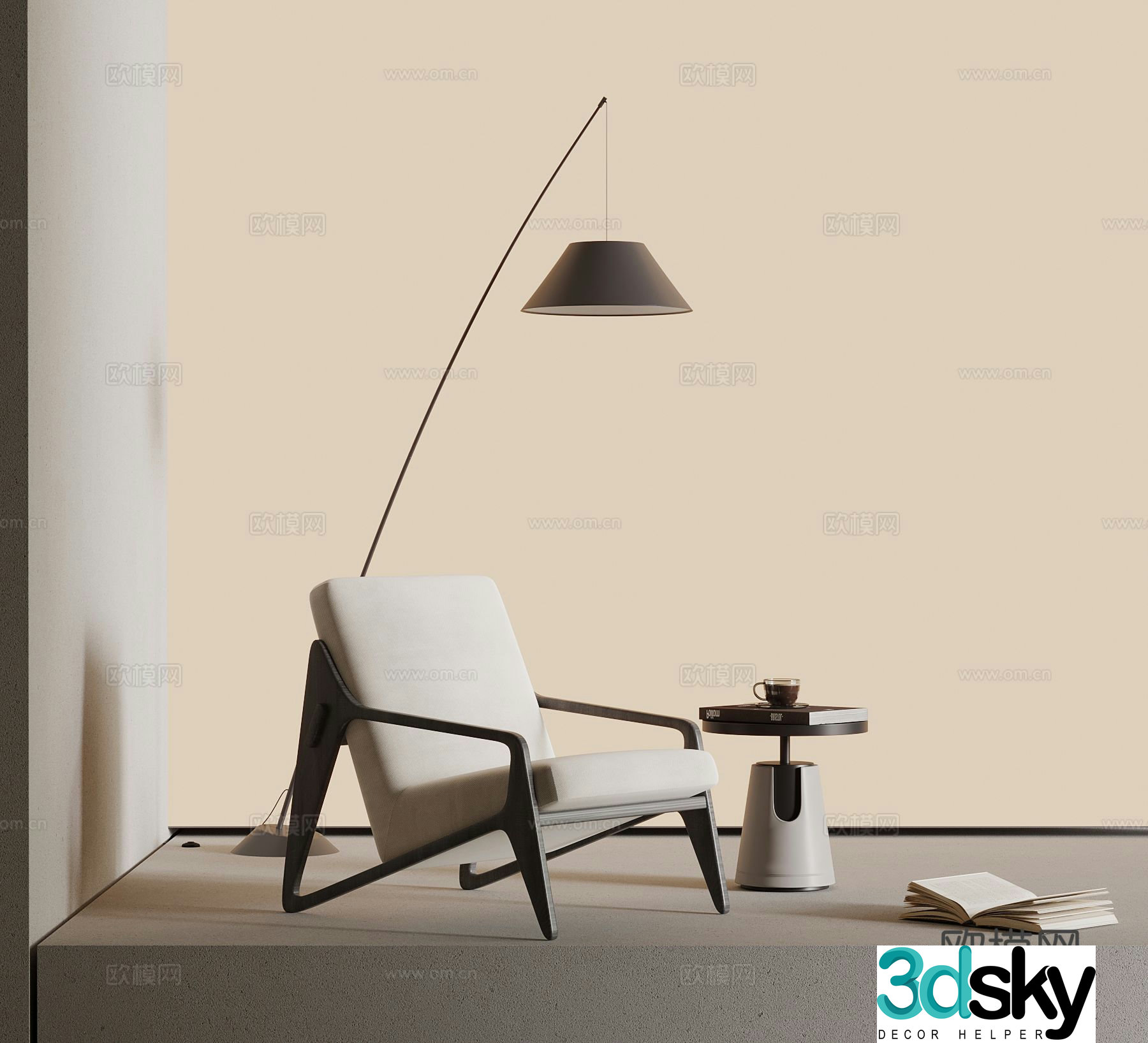 Modern armchair lounge chair floor lamp 3d model