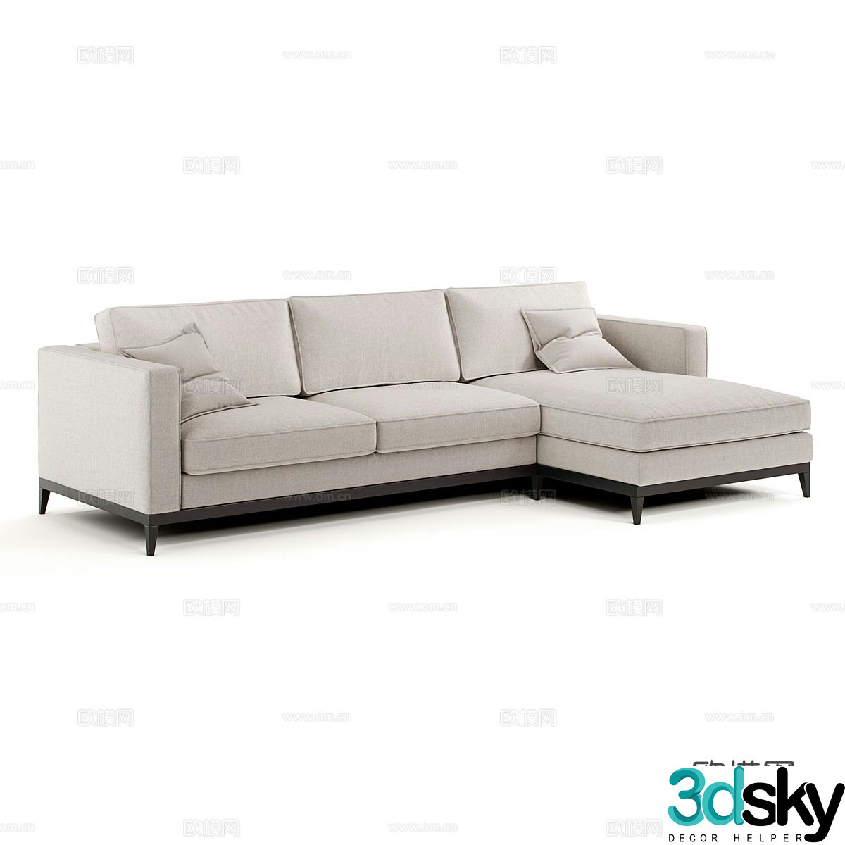 Modern simple double sofa corner sofa 3d model