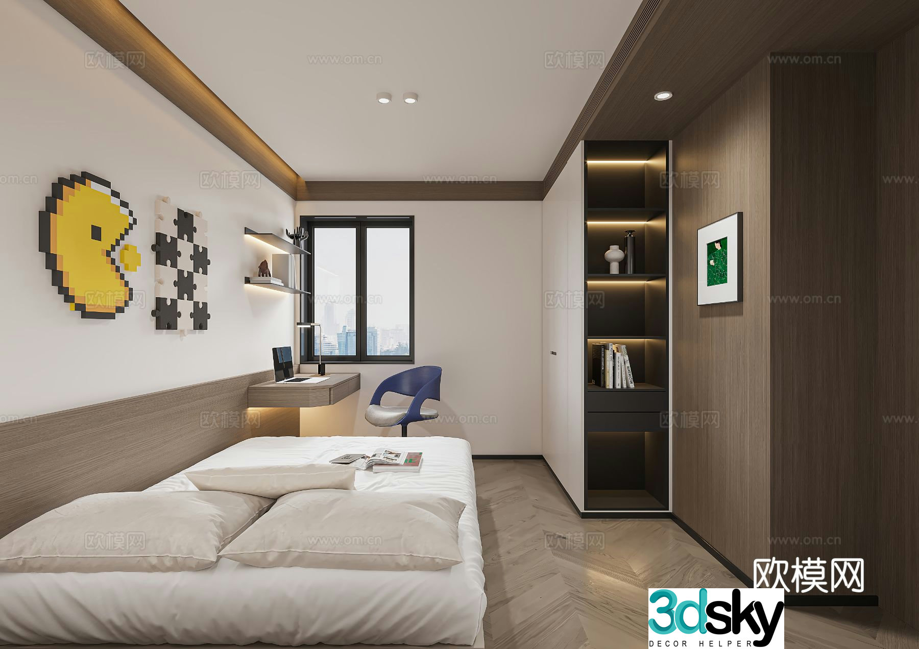 Modern tatami bedroom 3d model
