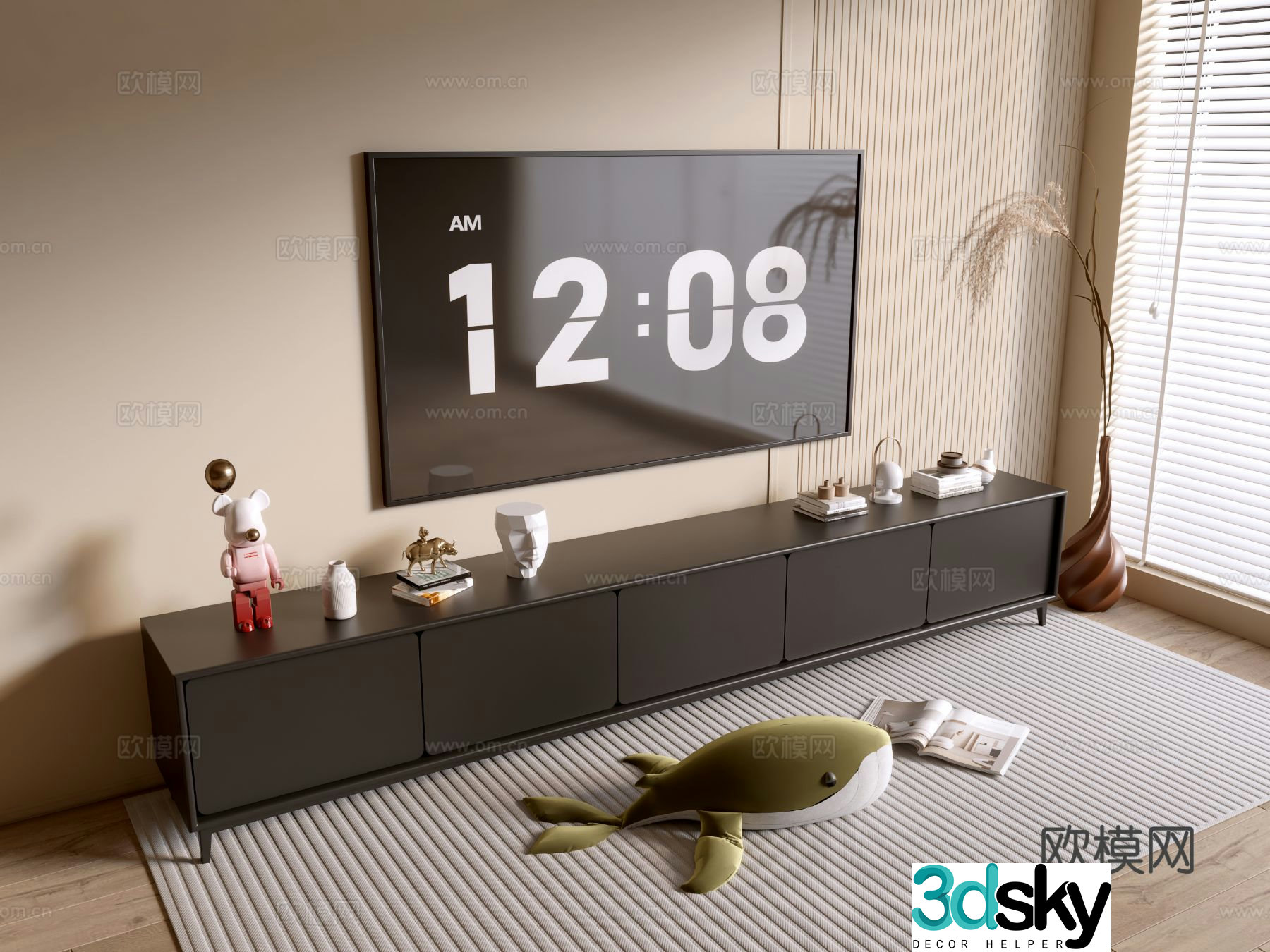 Modern black tv cabinet 3d model