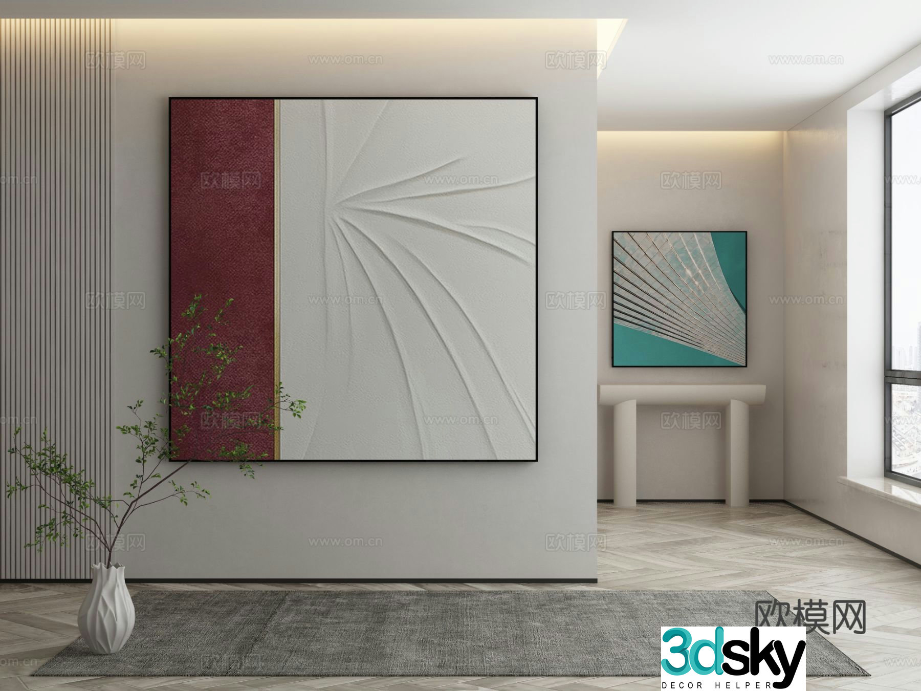 Modern texture painting decorative painting 3d model