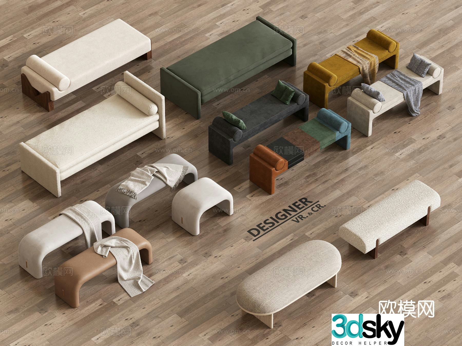 Modern stool sitting stool low stool 3d model