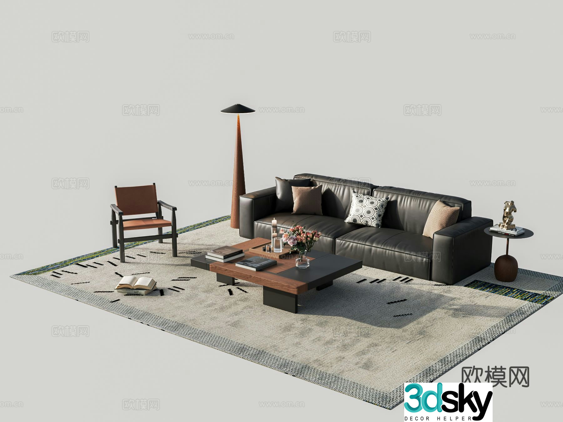 French sectional sofa 3d model