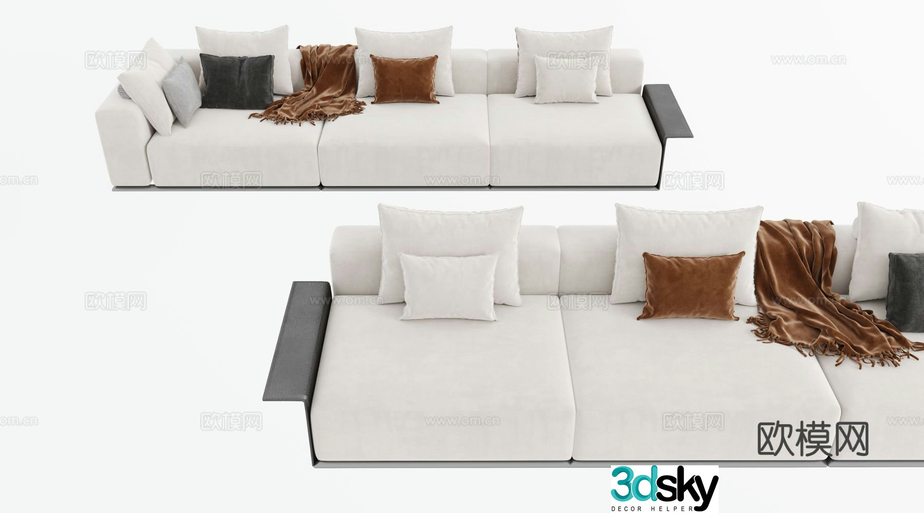 Modern three-seat sofa 3d model