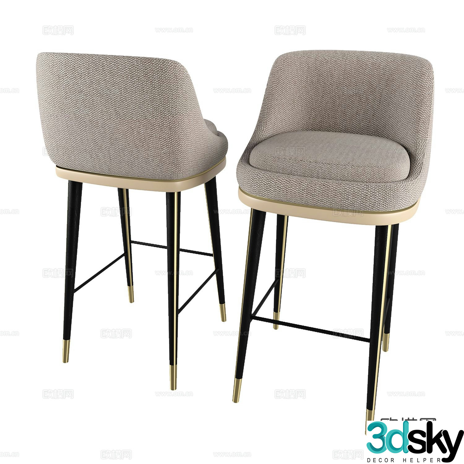 Light luxury bar stool high stool bar chair 3d model