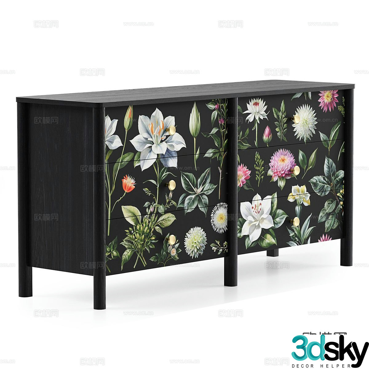 Nordic entrance cabinet side cabinet 3d model