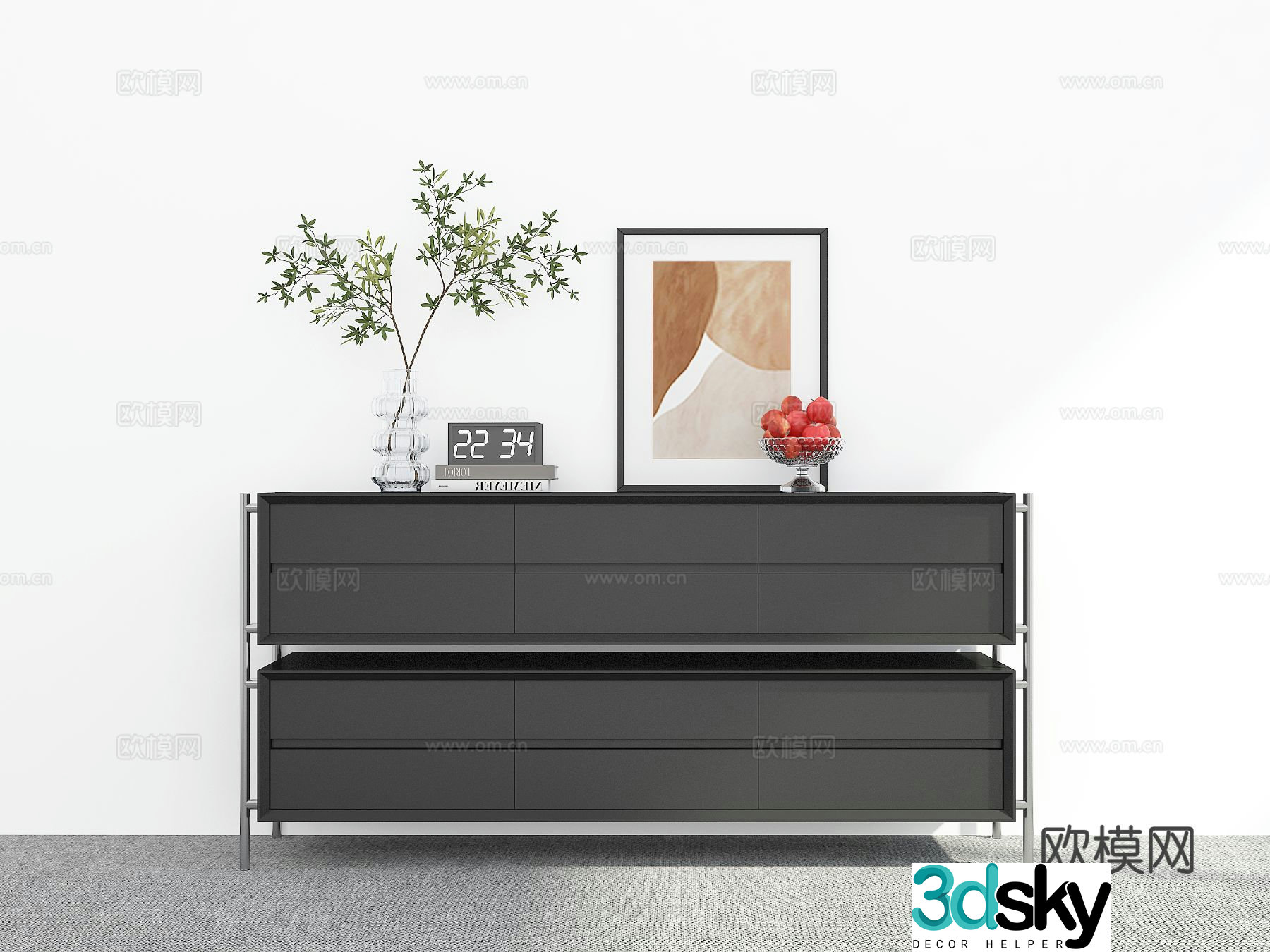 Modern side cabinet chest 3d model