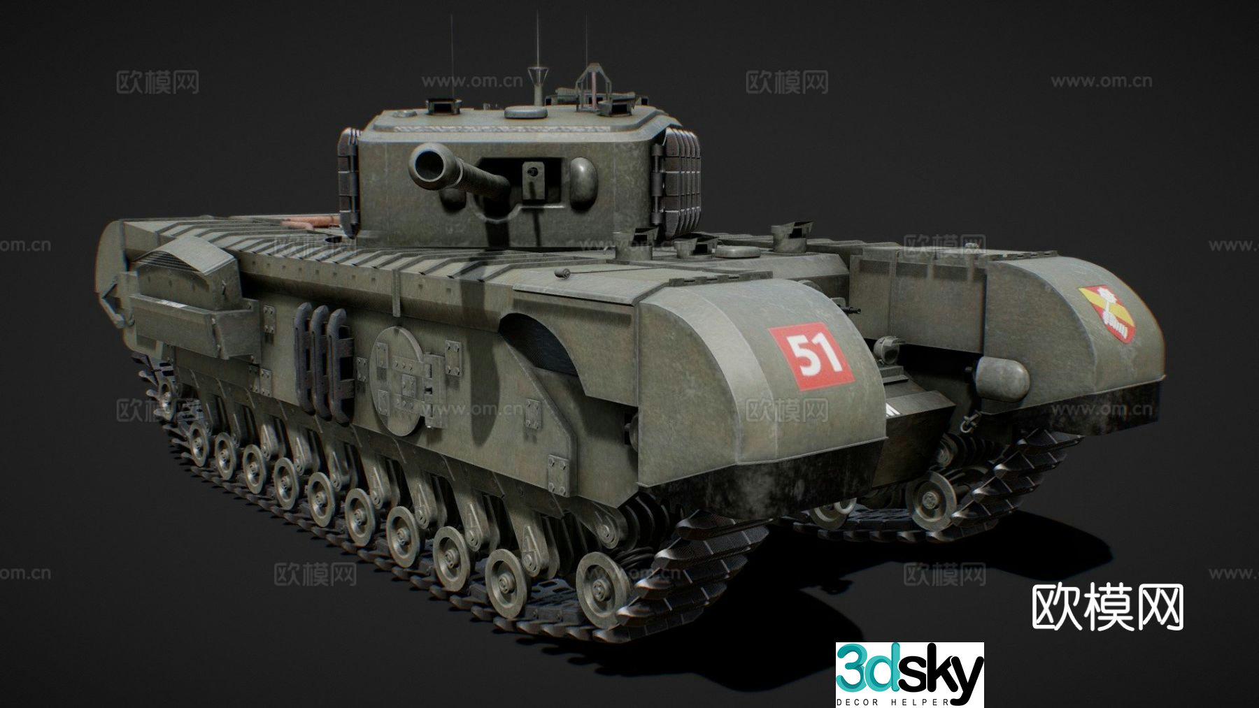 WWII British heavy tank 3d model