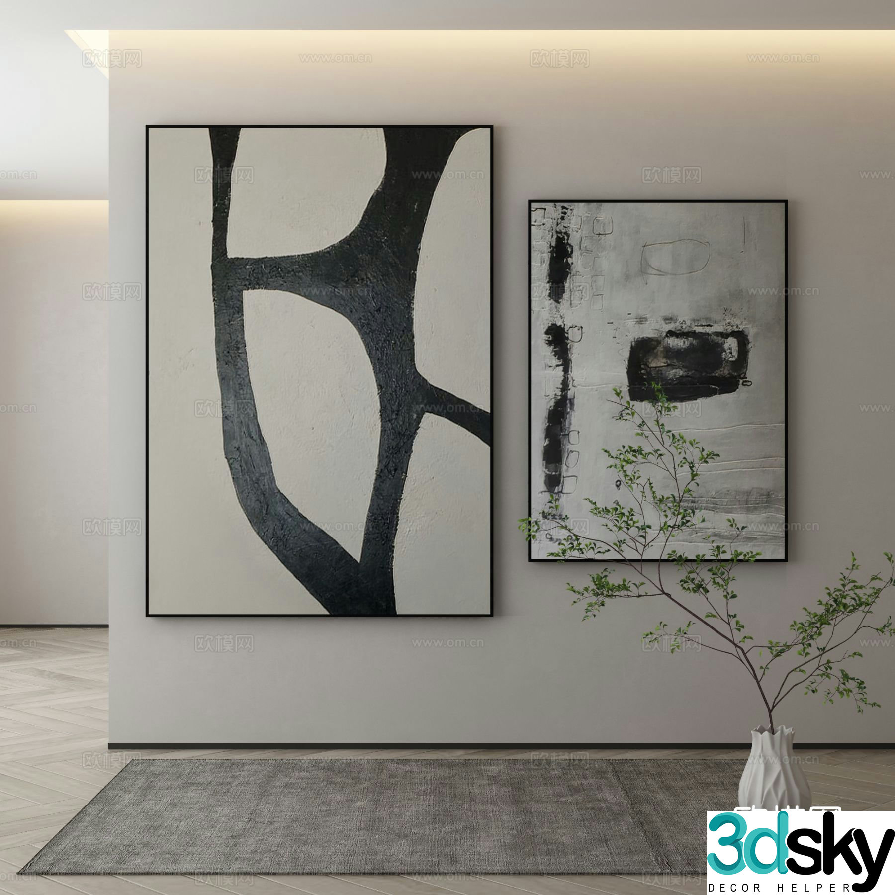 Modern decorative painting abstract painting art painting 3d model