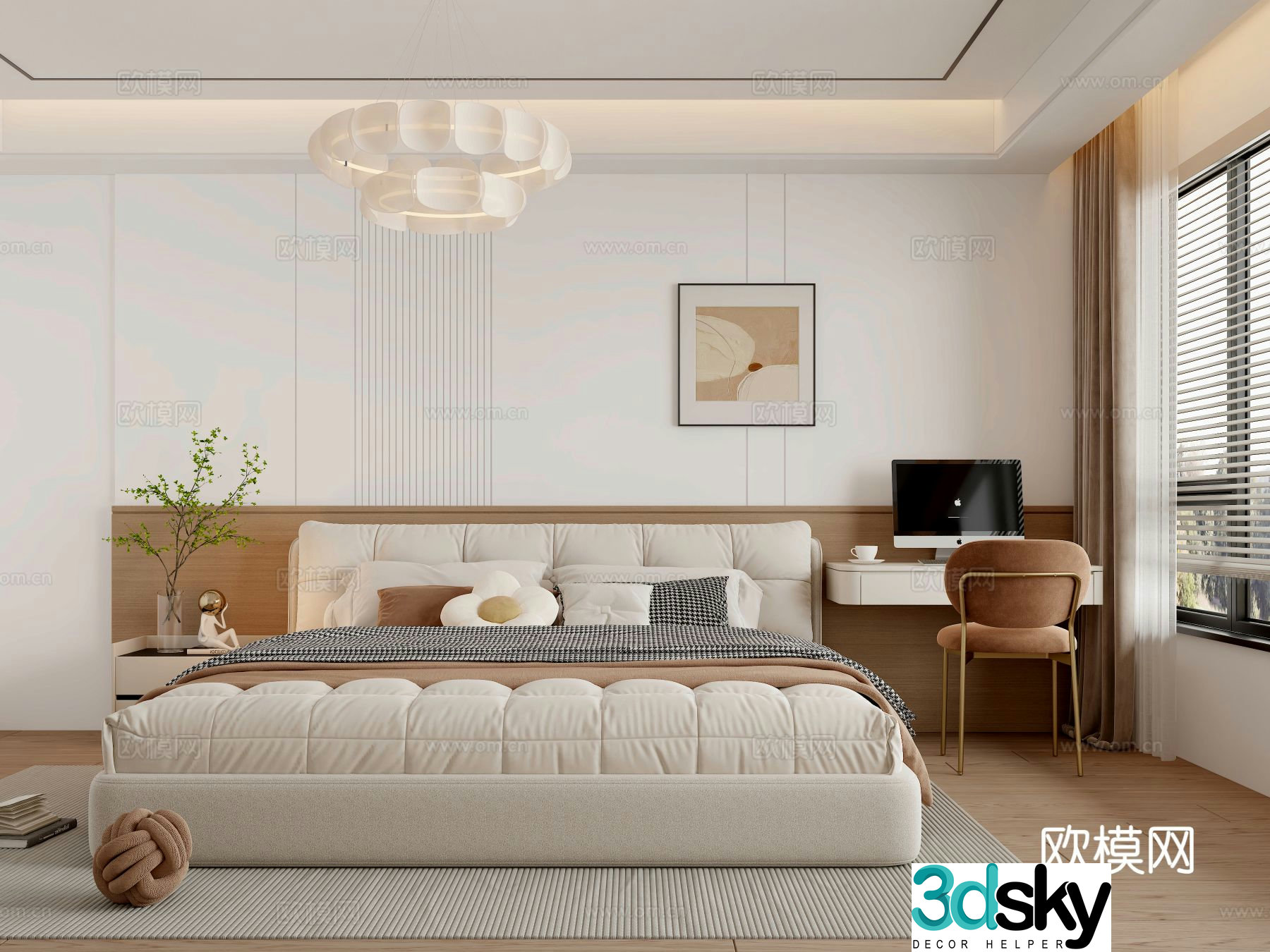 Cream style bedroom second bedroom 3D model