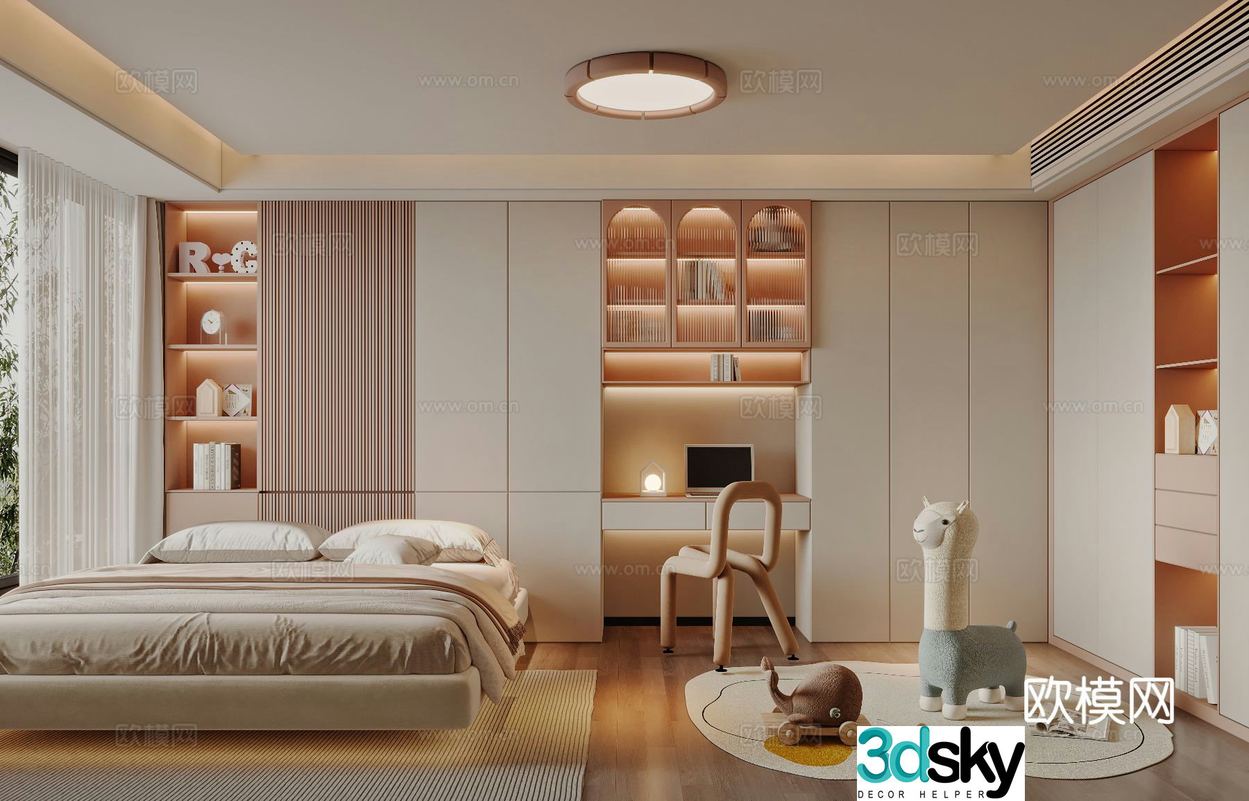 Modern children’s room girl’s room 3d model