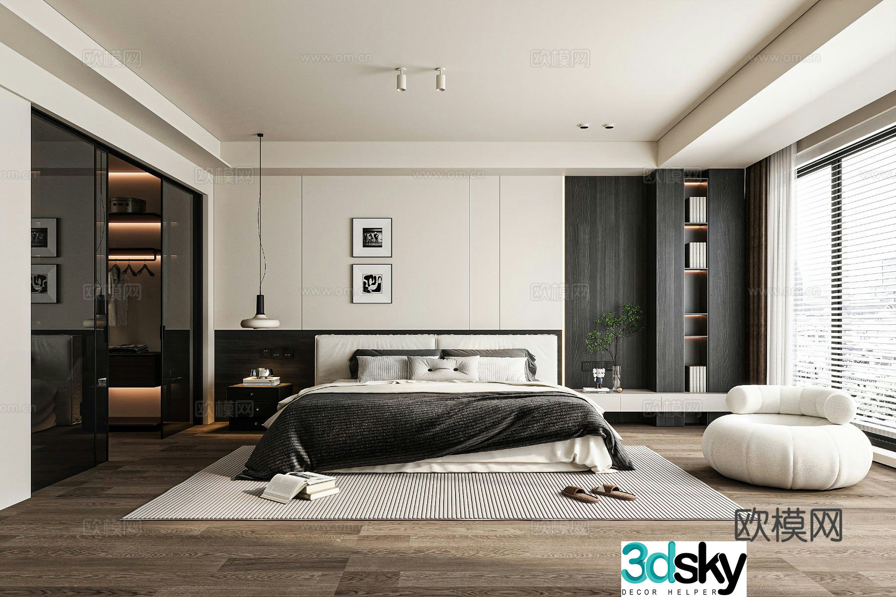 Modern bedroom master bedroom 3d model