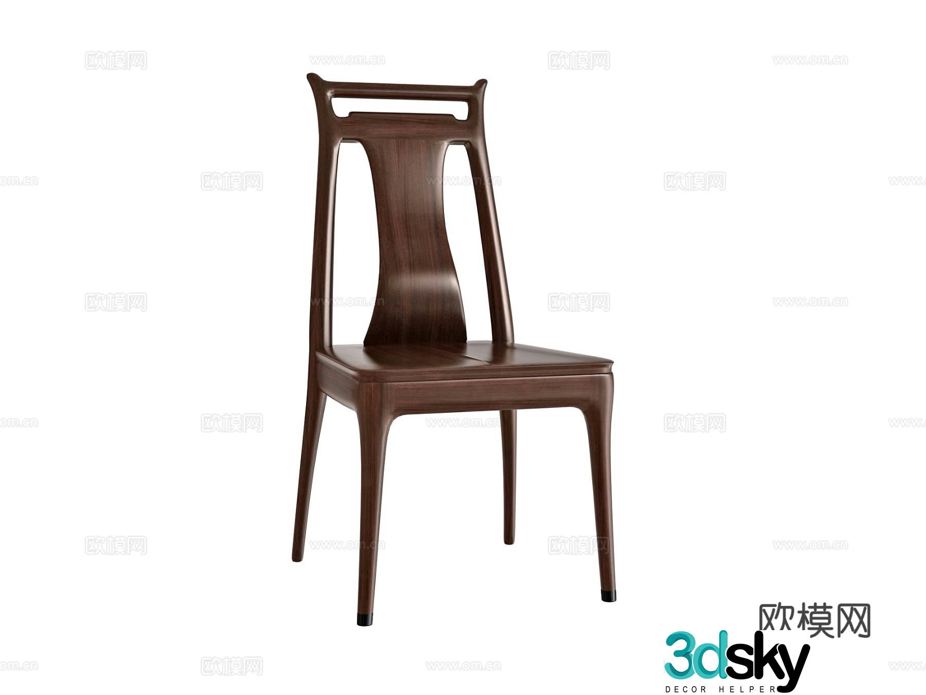 Chinese style chair dining chair single chair back chair 3d model