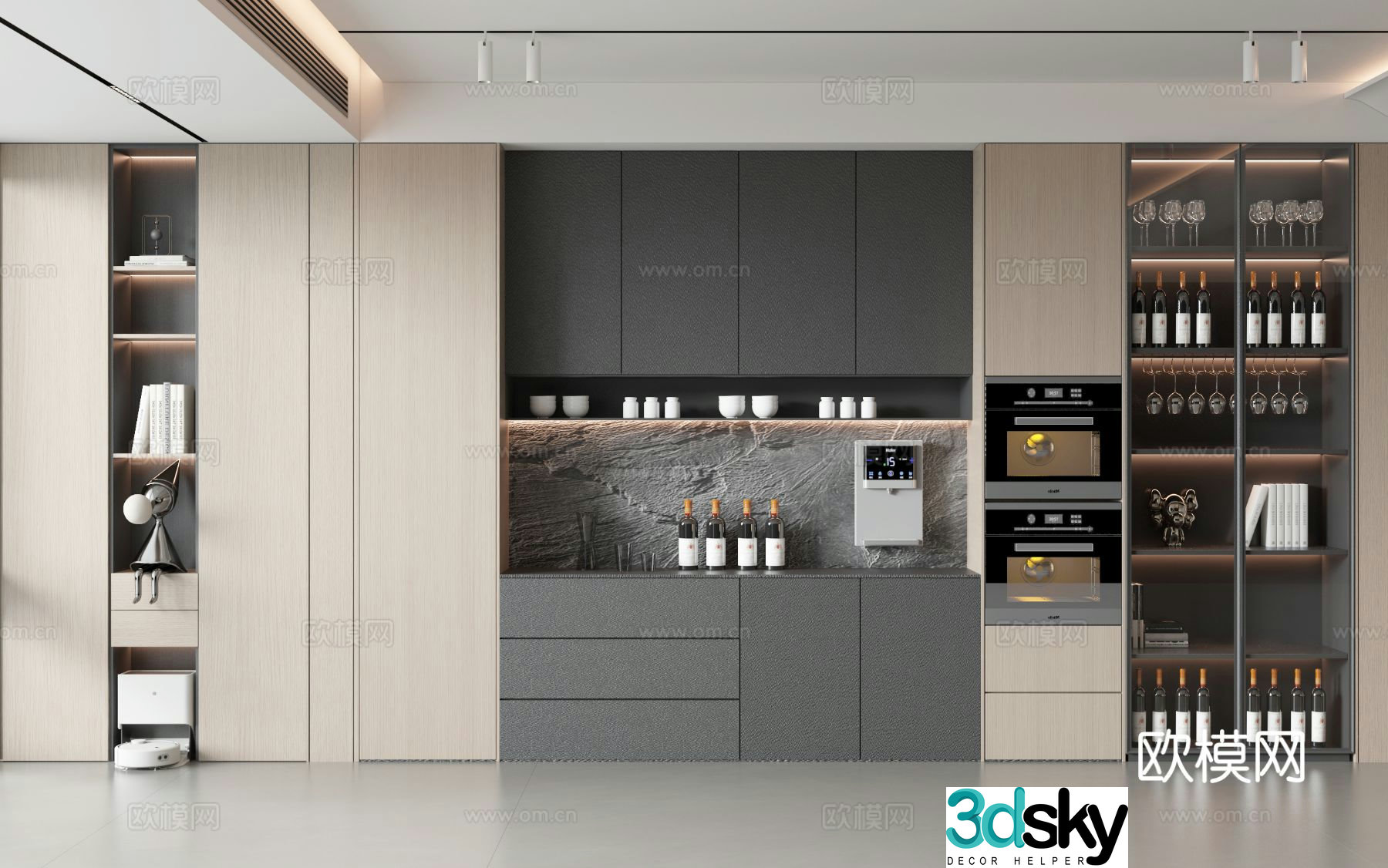 Modern wine cabinet sideboard integrated cabinet 3D model