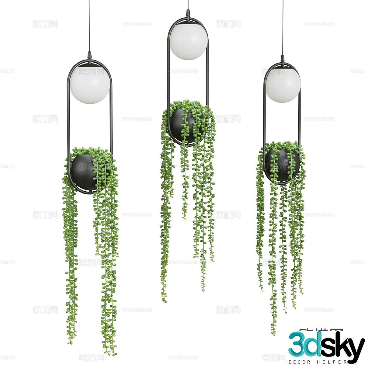 Creative chandelier green plant chandelier 3d model