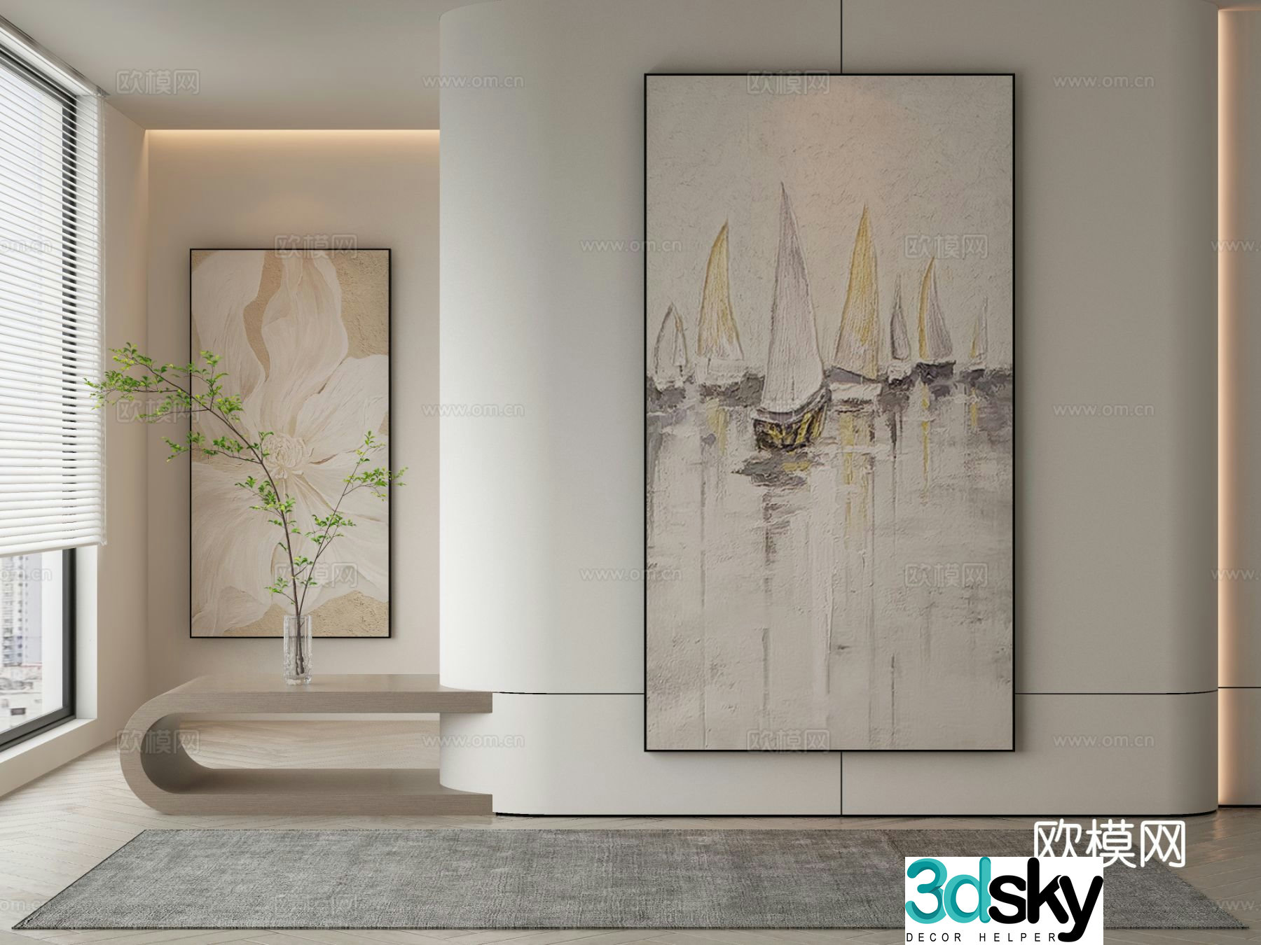Modern decorative painting texture painting hanging painting 3d model