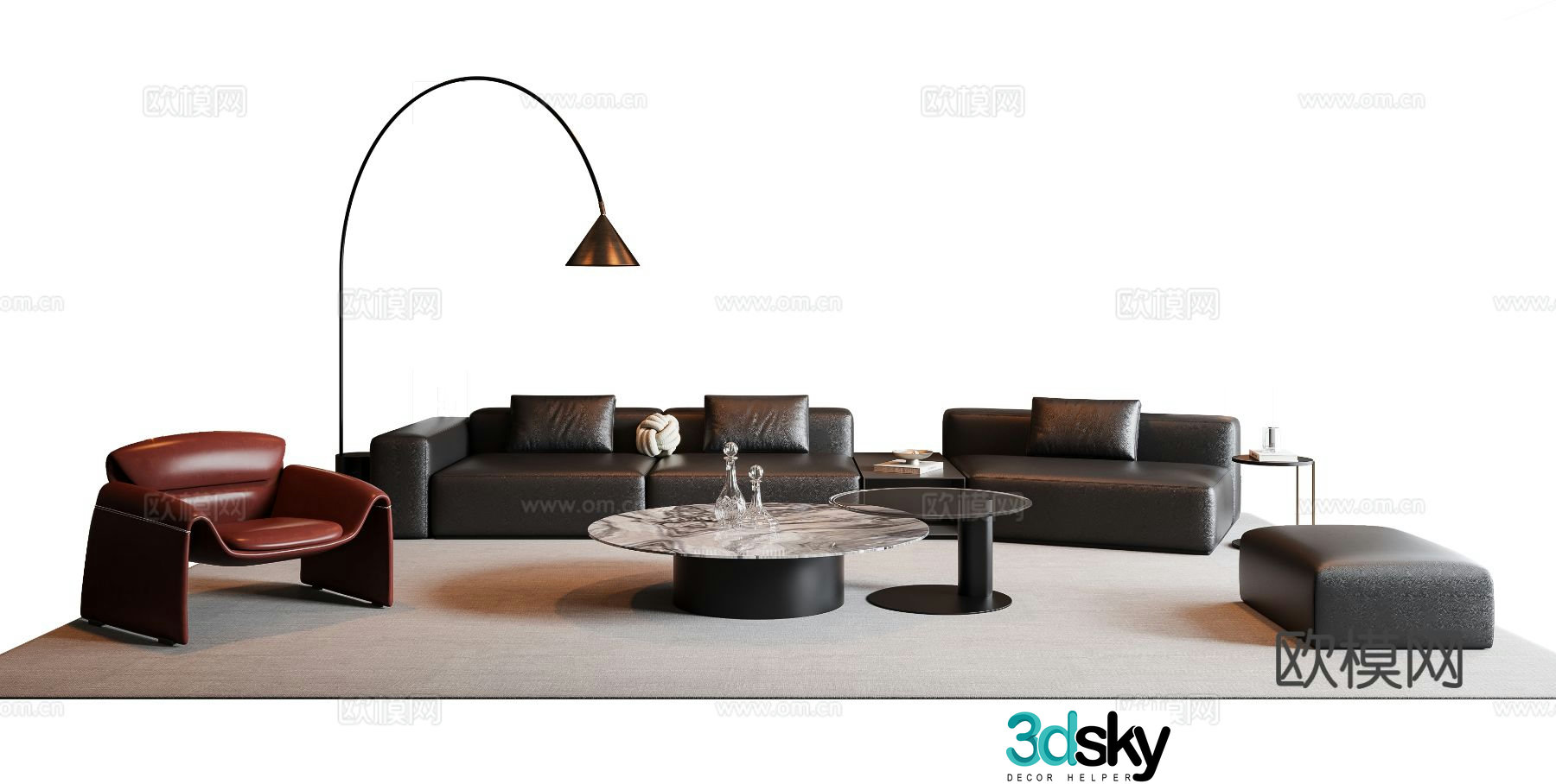 Italian sectional sofa 3d model