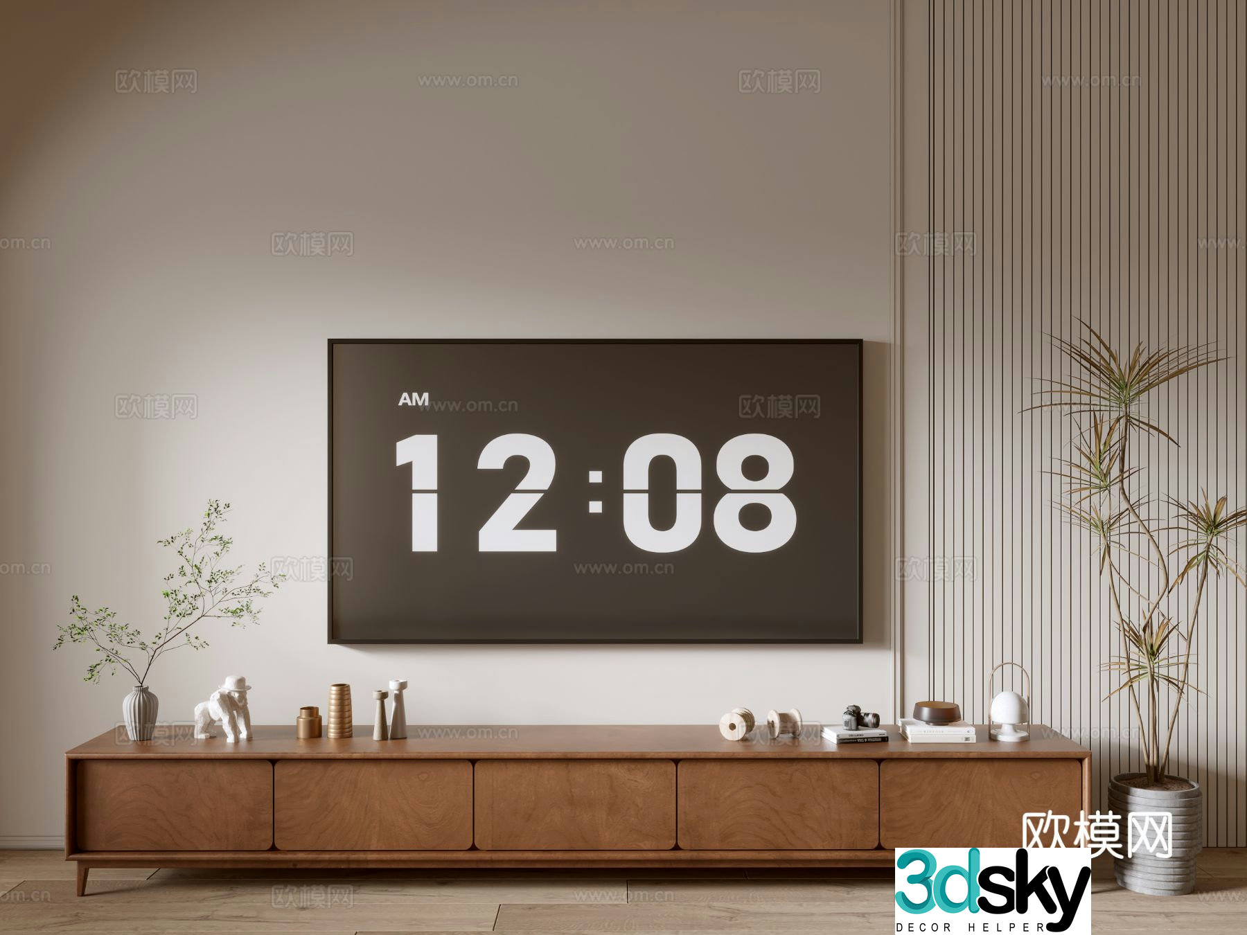 Original wood grain TV cabinet 3D model