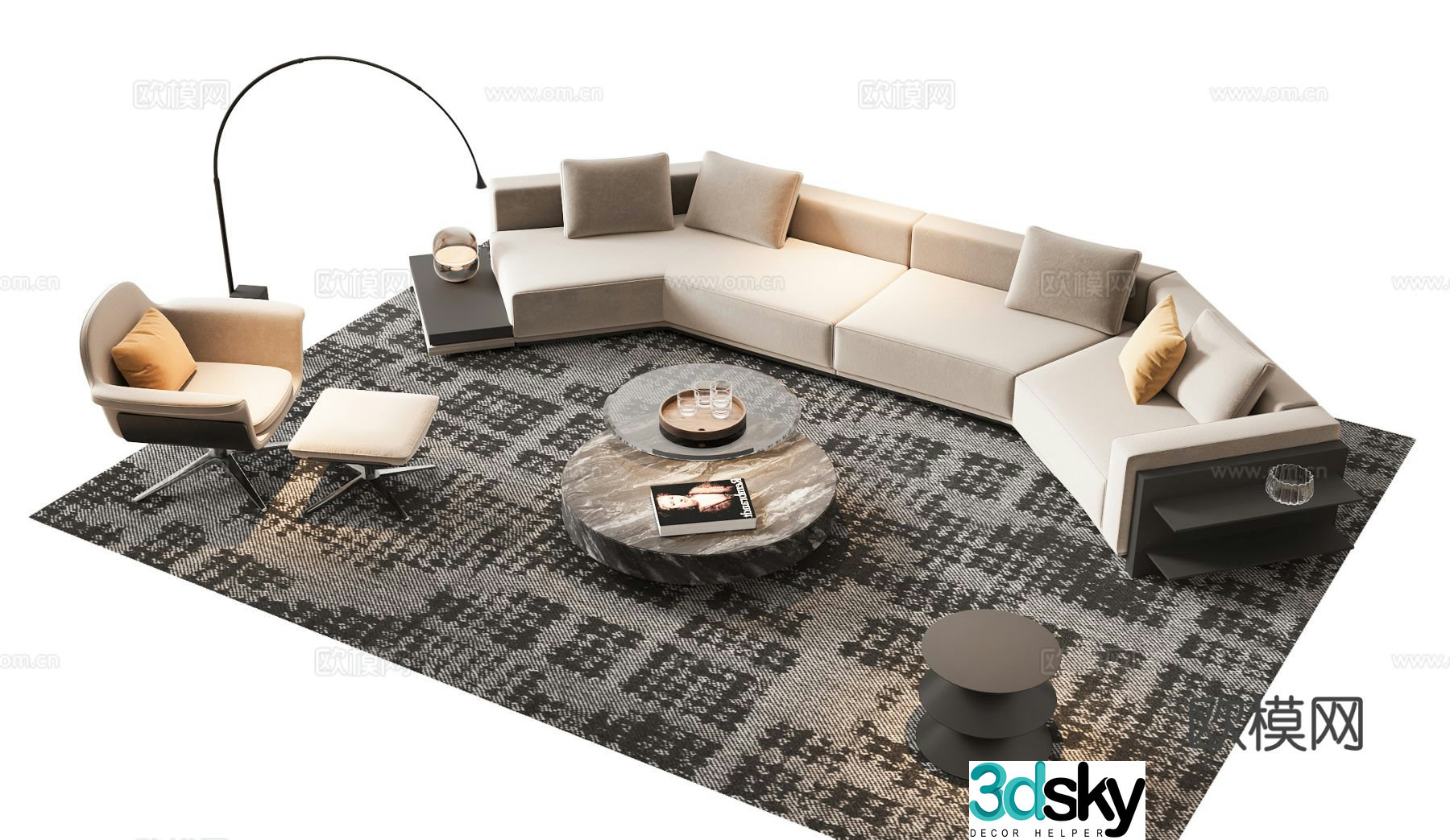 Modern sectional sofa 3d model