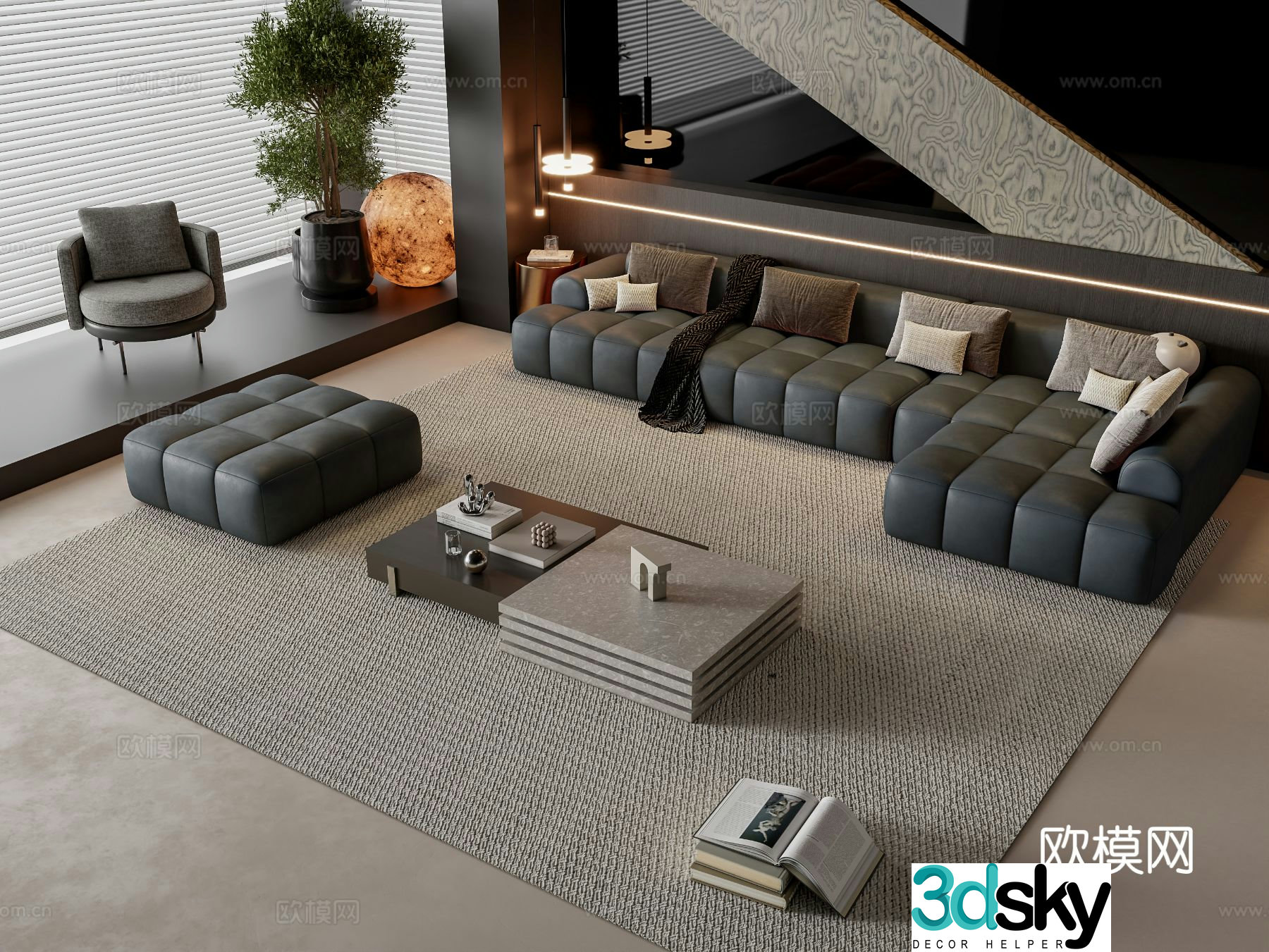 Italian style modular sofa corner sofa 3d model