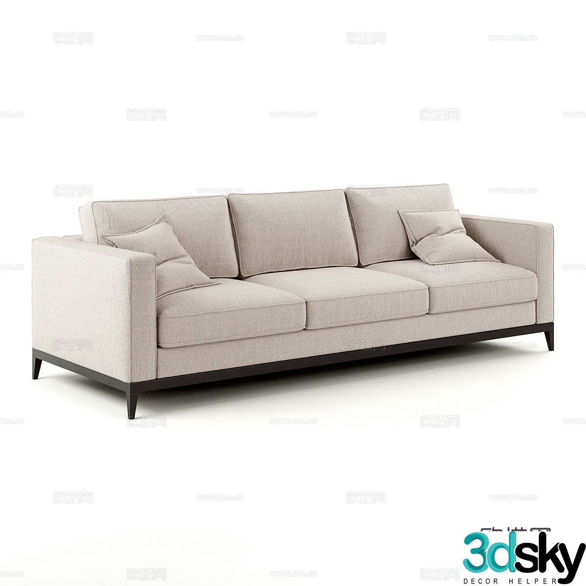 Modern simple double sofa fabric sofa 3d model