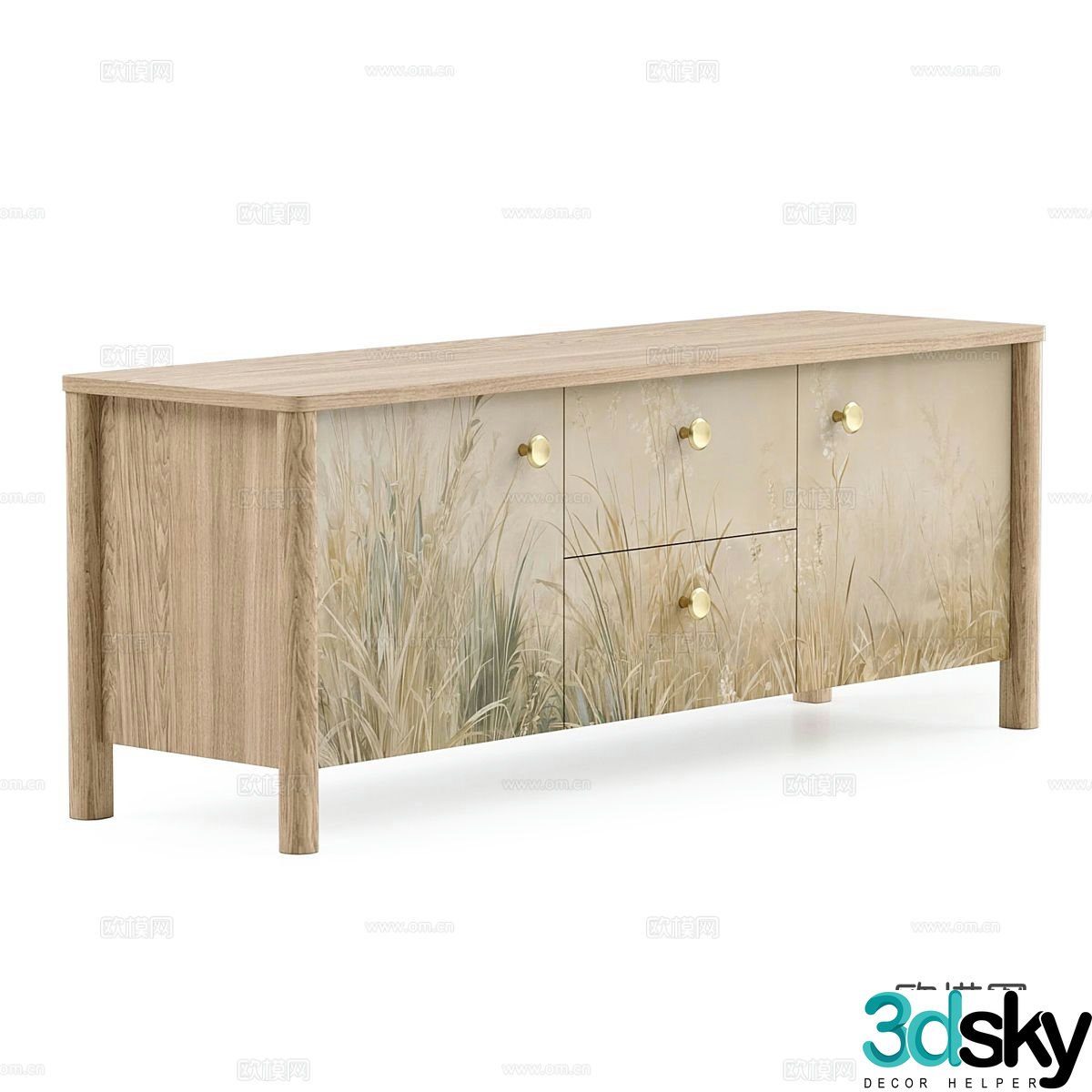Nordic chest of drawers side cabinet 3d model