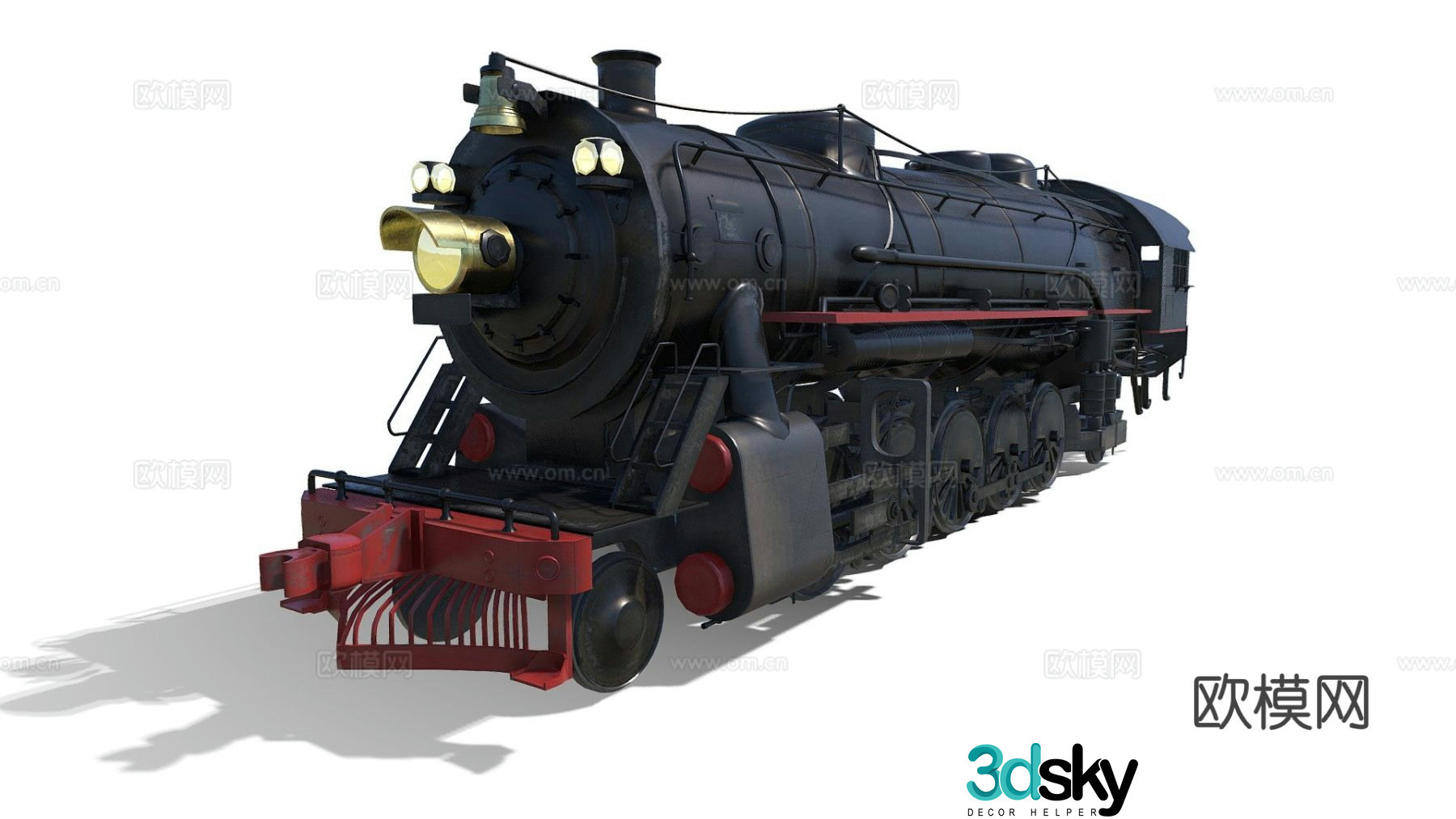 Industrial style steam train 3d model