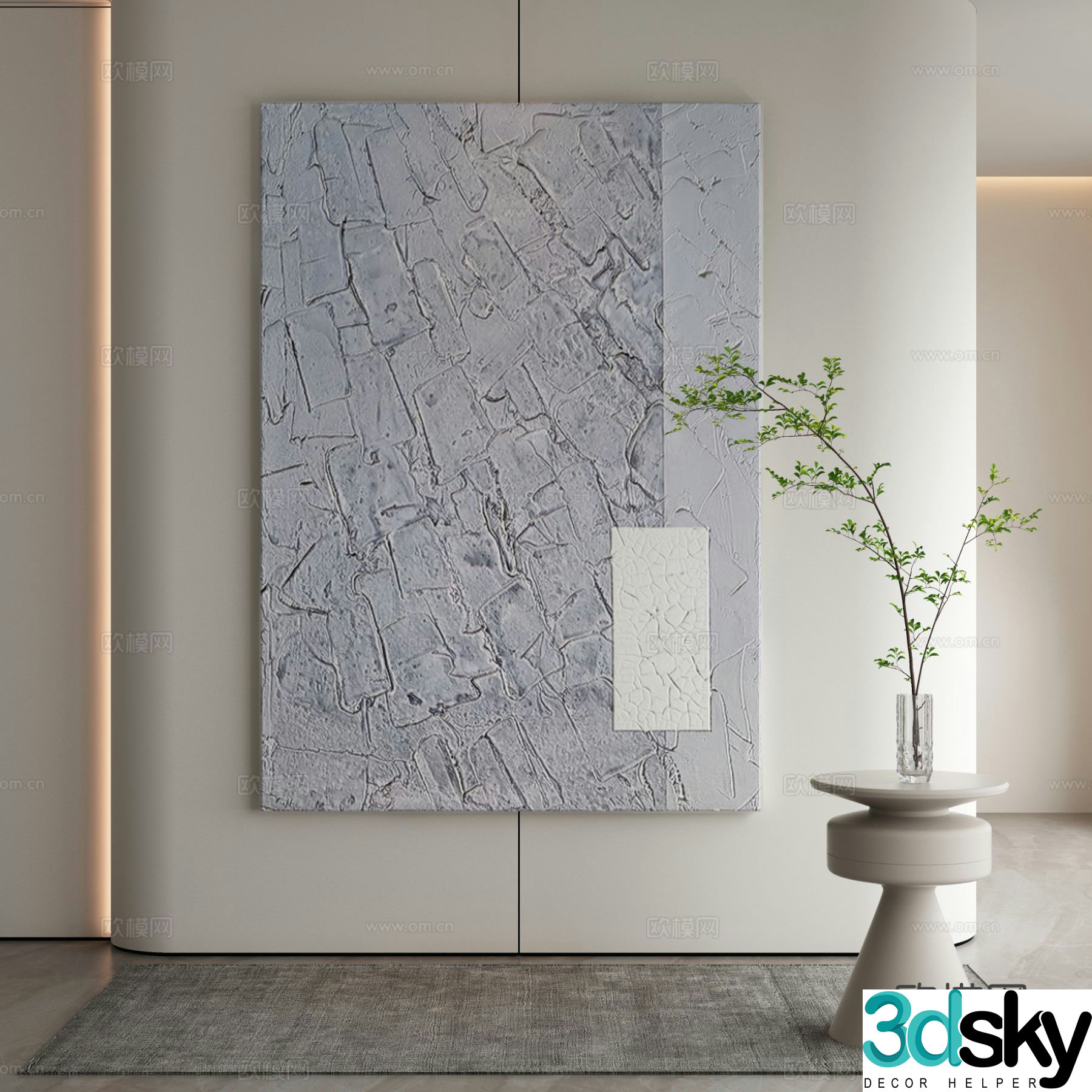 Modern decorative painting texture painting hanging painting 3d model