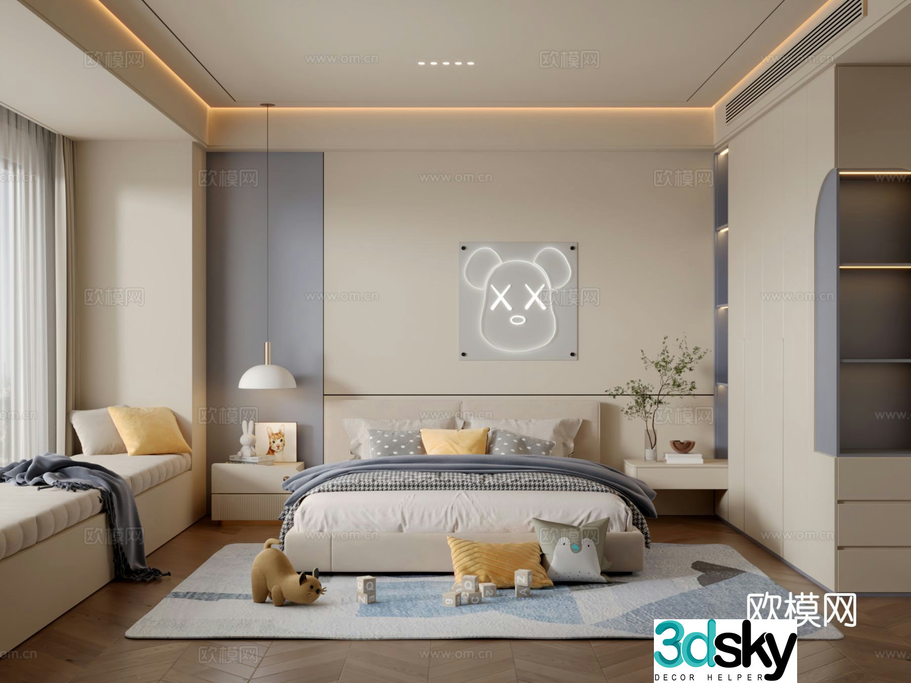 Modern children’s room boy’s room 3d model