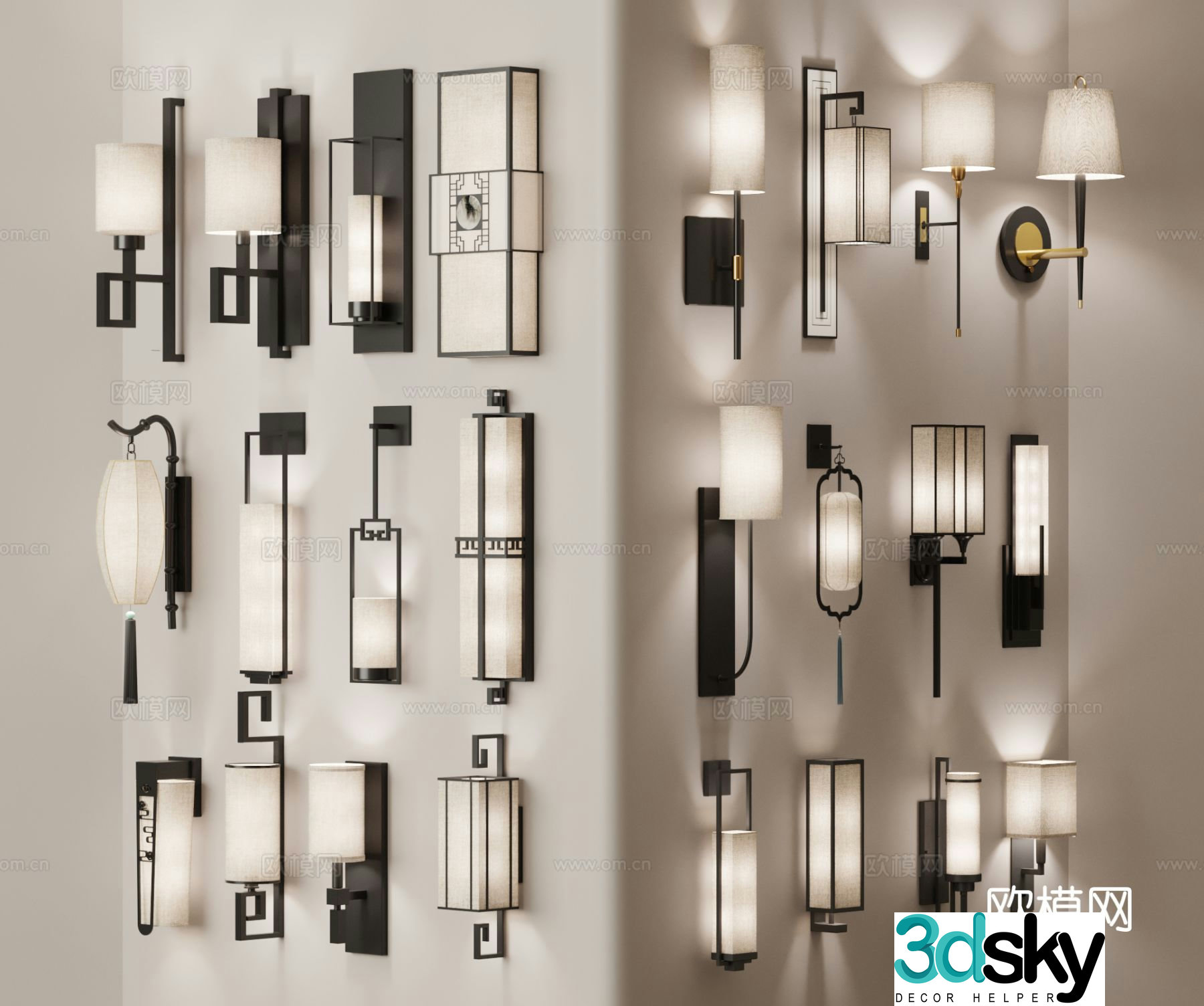 Chinese wall lamp Zen wall lamp 3D model