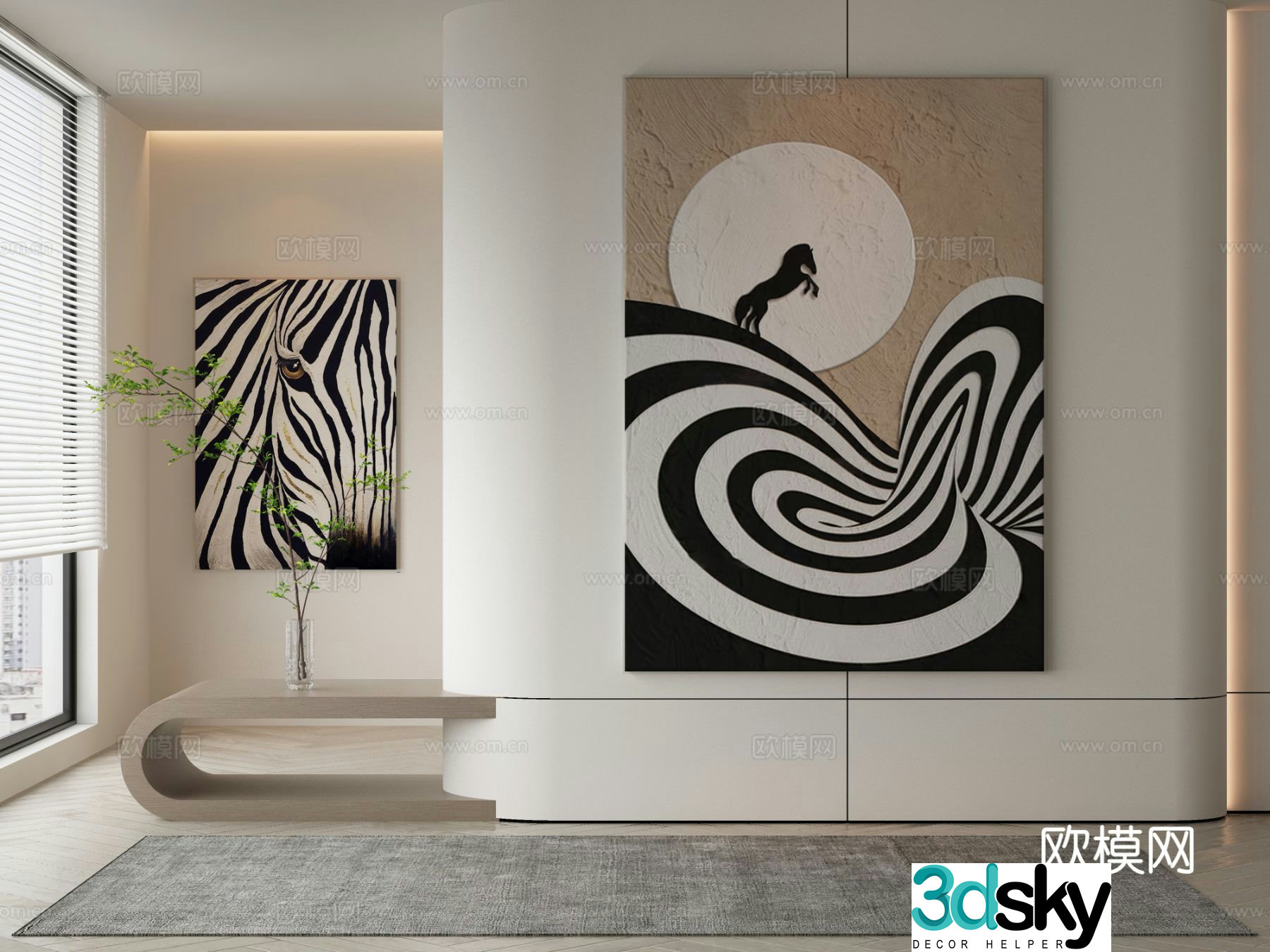 Modern texture painting decorative painting 3d model