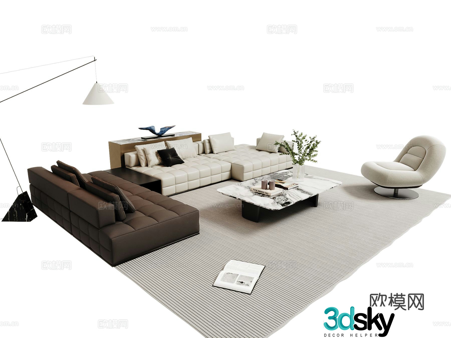 Italian sectional sofa 3d model