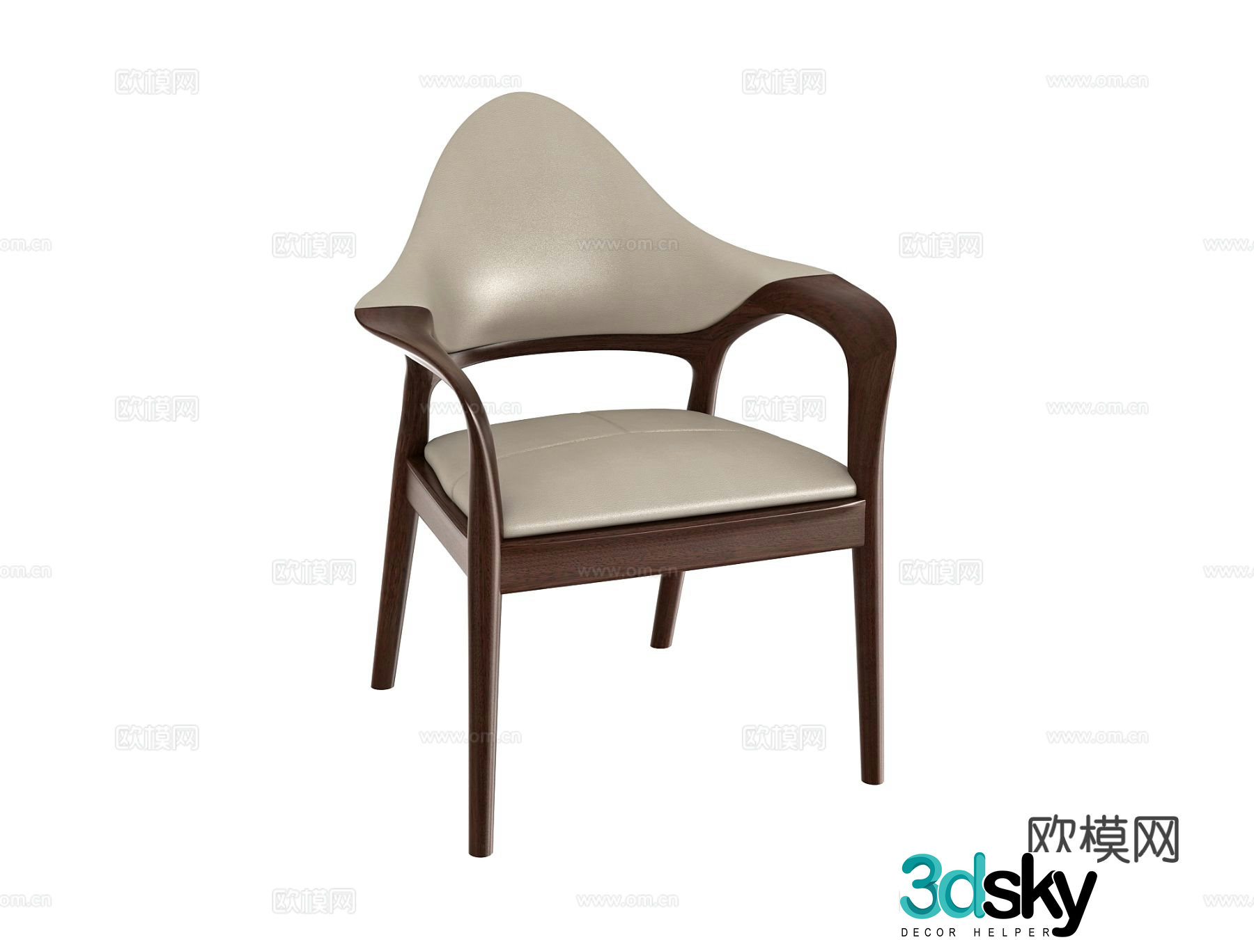 New Chinese style armchair dining chair leisure chair 3d model
