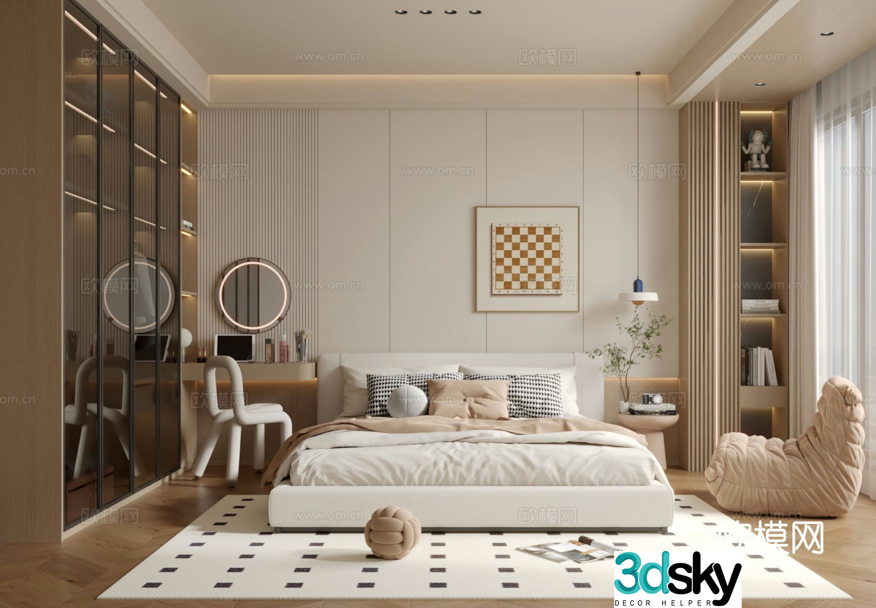 Cream style bedroom master bedroom 3d model