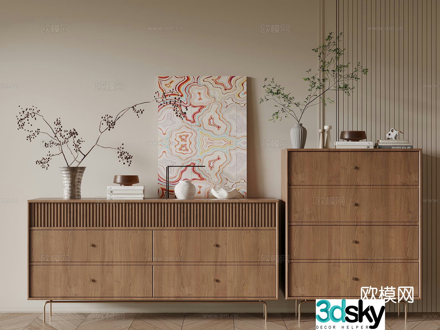 Medieval style chest of drawers end view cabinet entrance cabinet 3D model