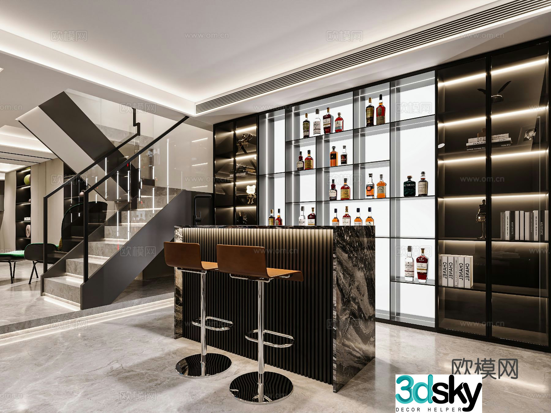 Light luxury lounge wine tasting area 3D model