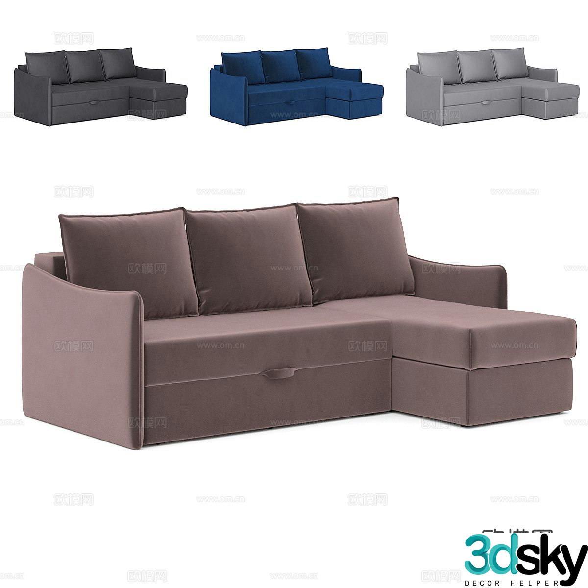 Double sofa upholstered sofa 3d model