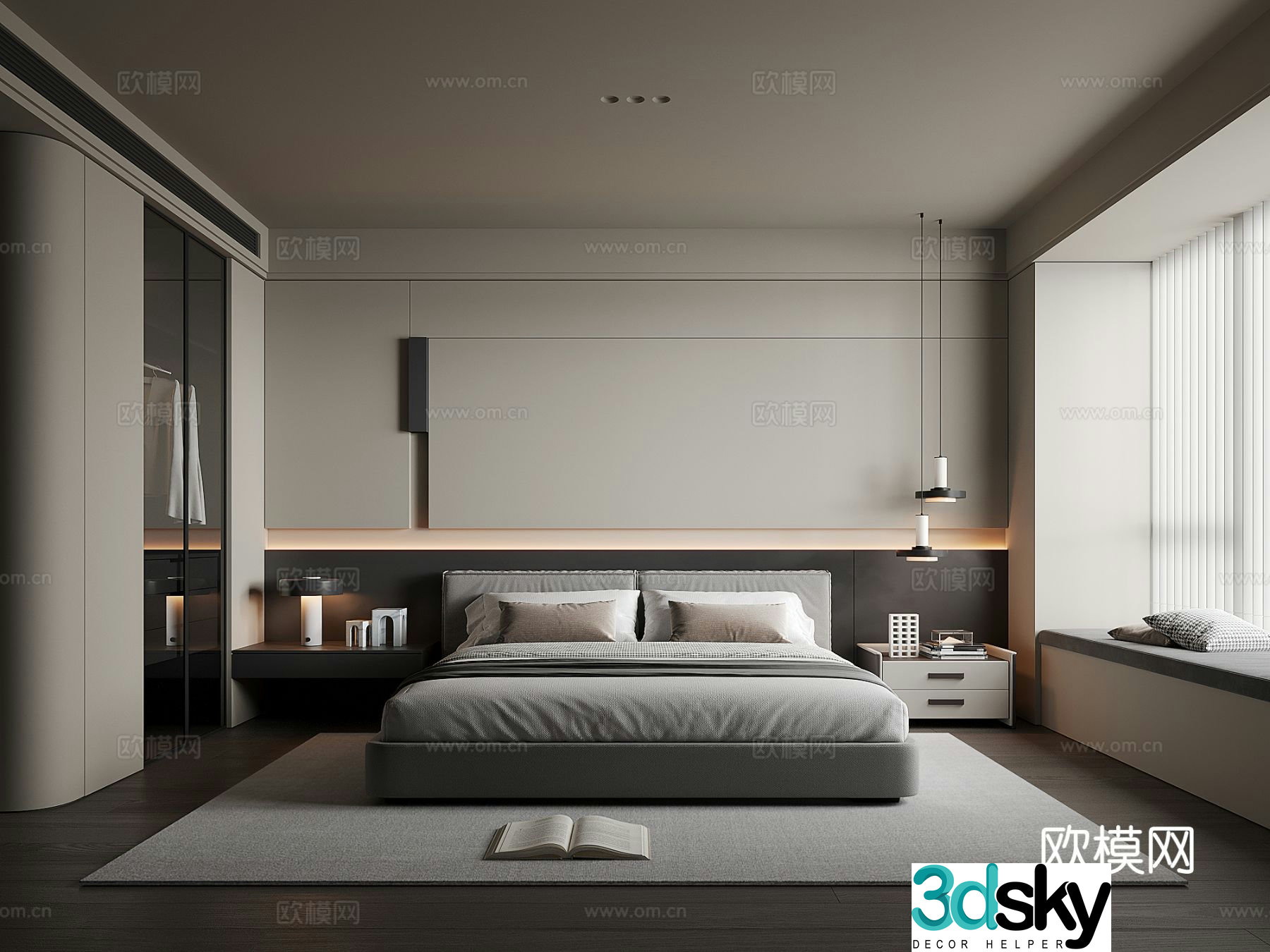 Modern bedroom master bedroom 3d model
